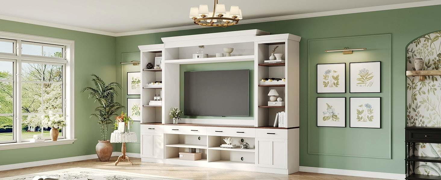 Entertainment Console with Bookshelves, Wine Rack & Media Storage