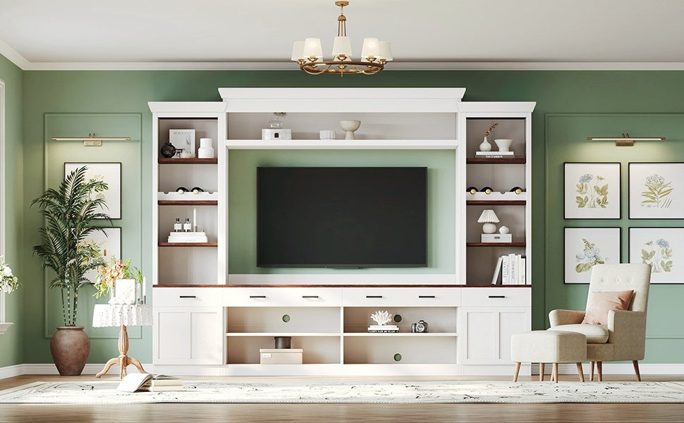 Entertainment Console with Bookshelves, Wine Rack & Media Storage
