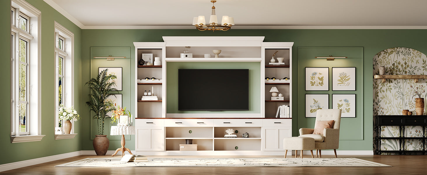 Entertainment Console with Bookshelves, Wine Rack & Media Storage