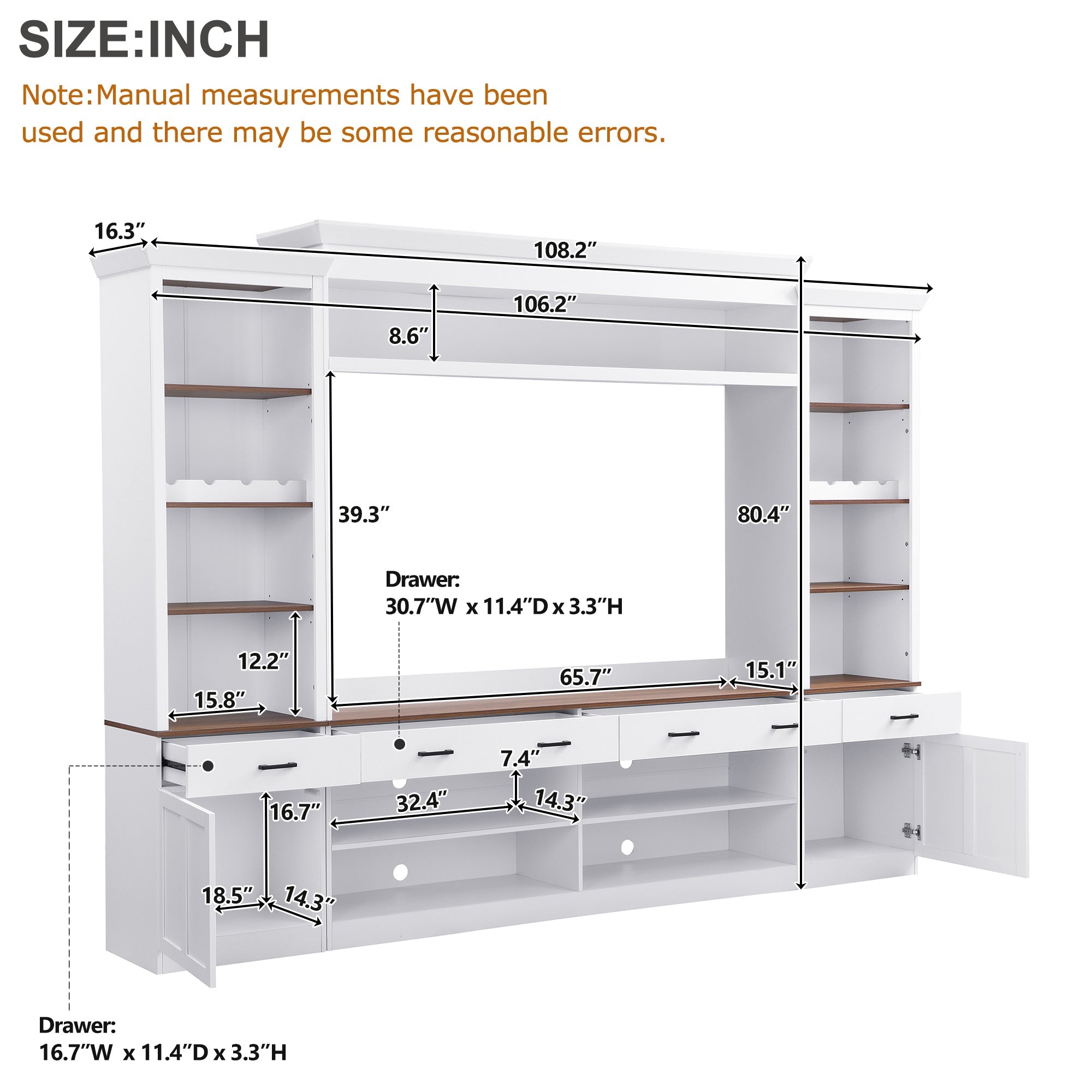 Entertainment Console with Bookshelves, Wine Rack & Media Storage