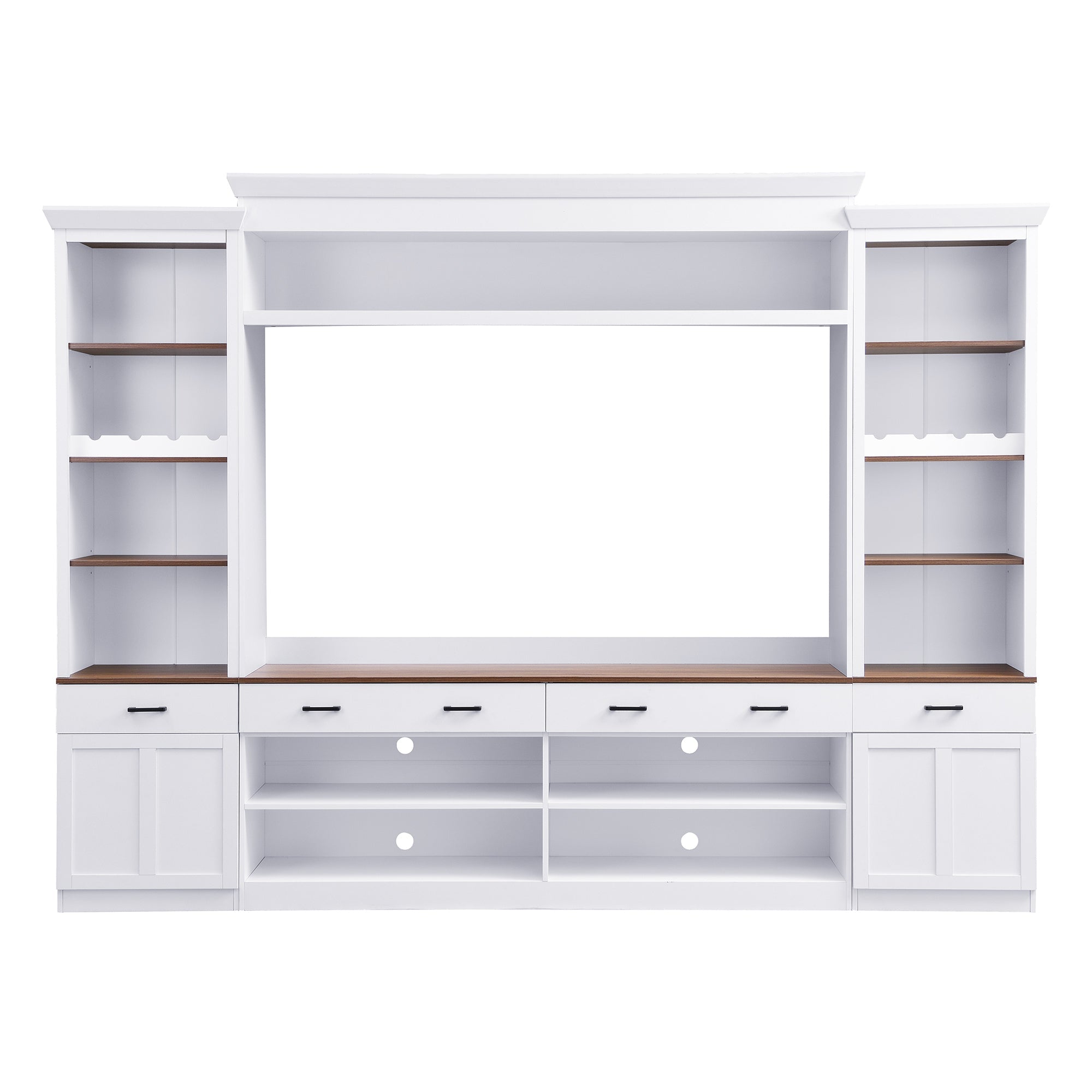Entertainment Console with Bookshelves, Wine Rack & Media Storage