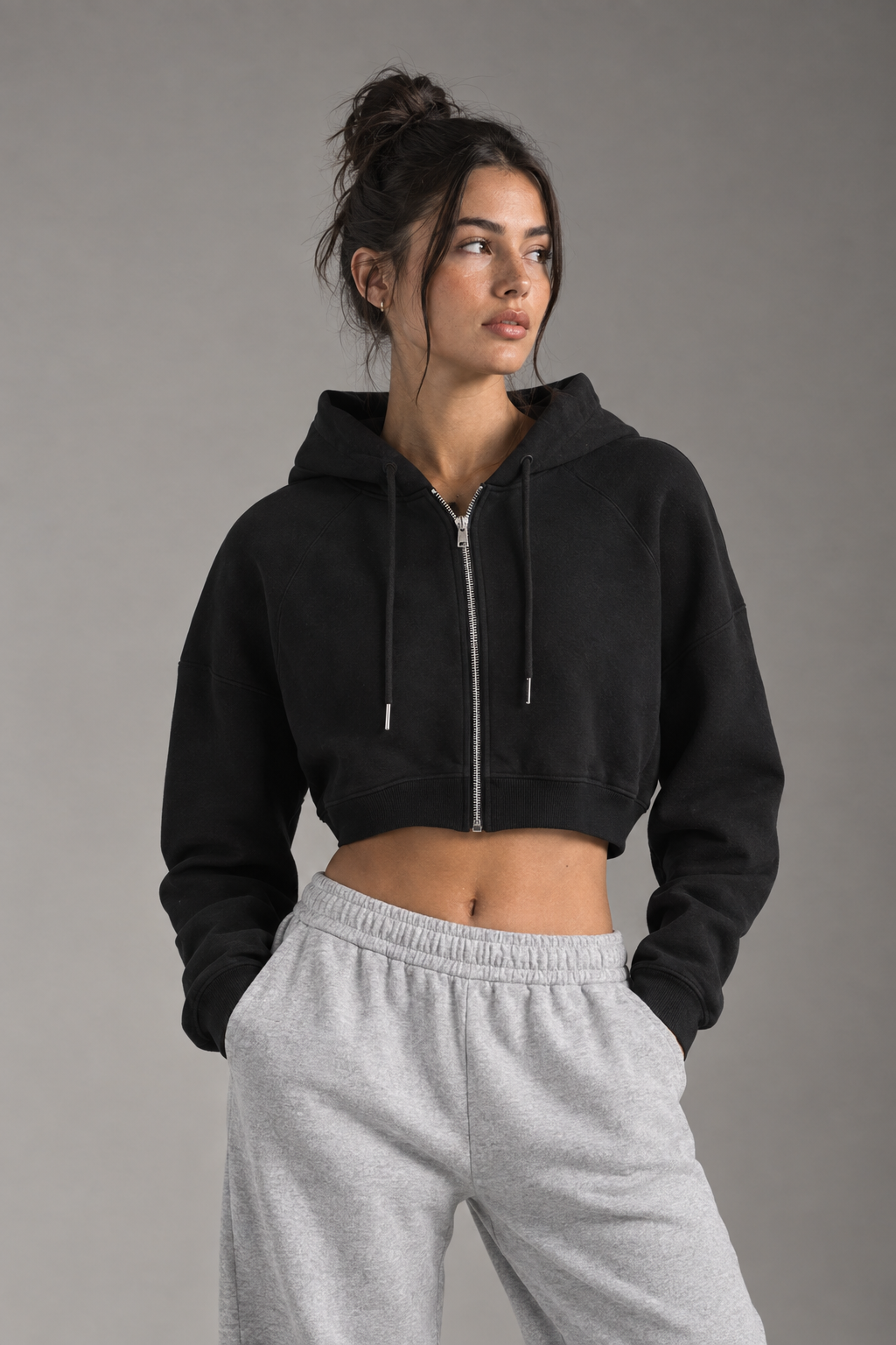Essential Cropped Zip Hoodie