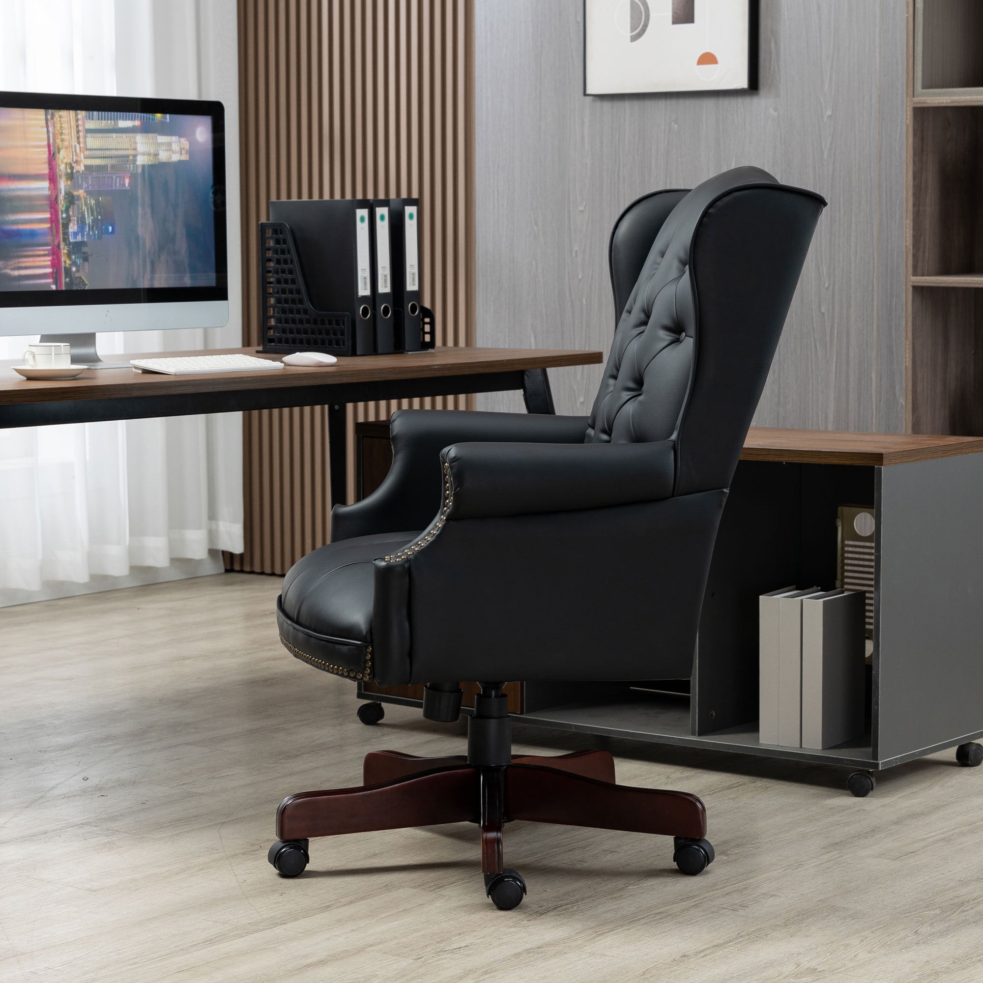 Executive PU Leather Office Chair with Ergonomic Support & Padded Comfort