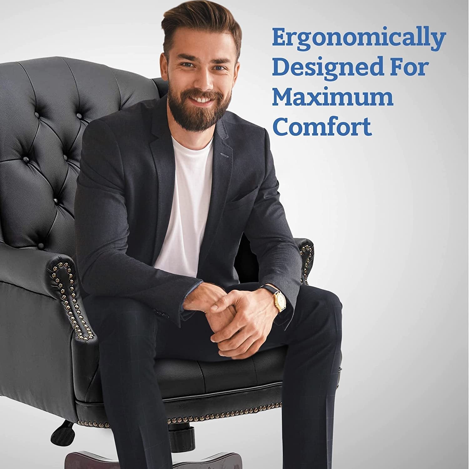 Executive PU Leather Office Chair with Ergonomic Support & Padded Comfort