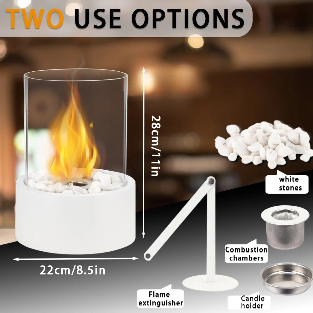 Extra Large Portable Tabletop Fire Bowl 22x28cm – Bio Ethanol Ventless Indoor/Outdoor