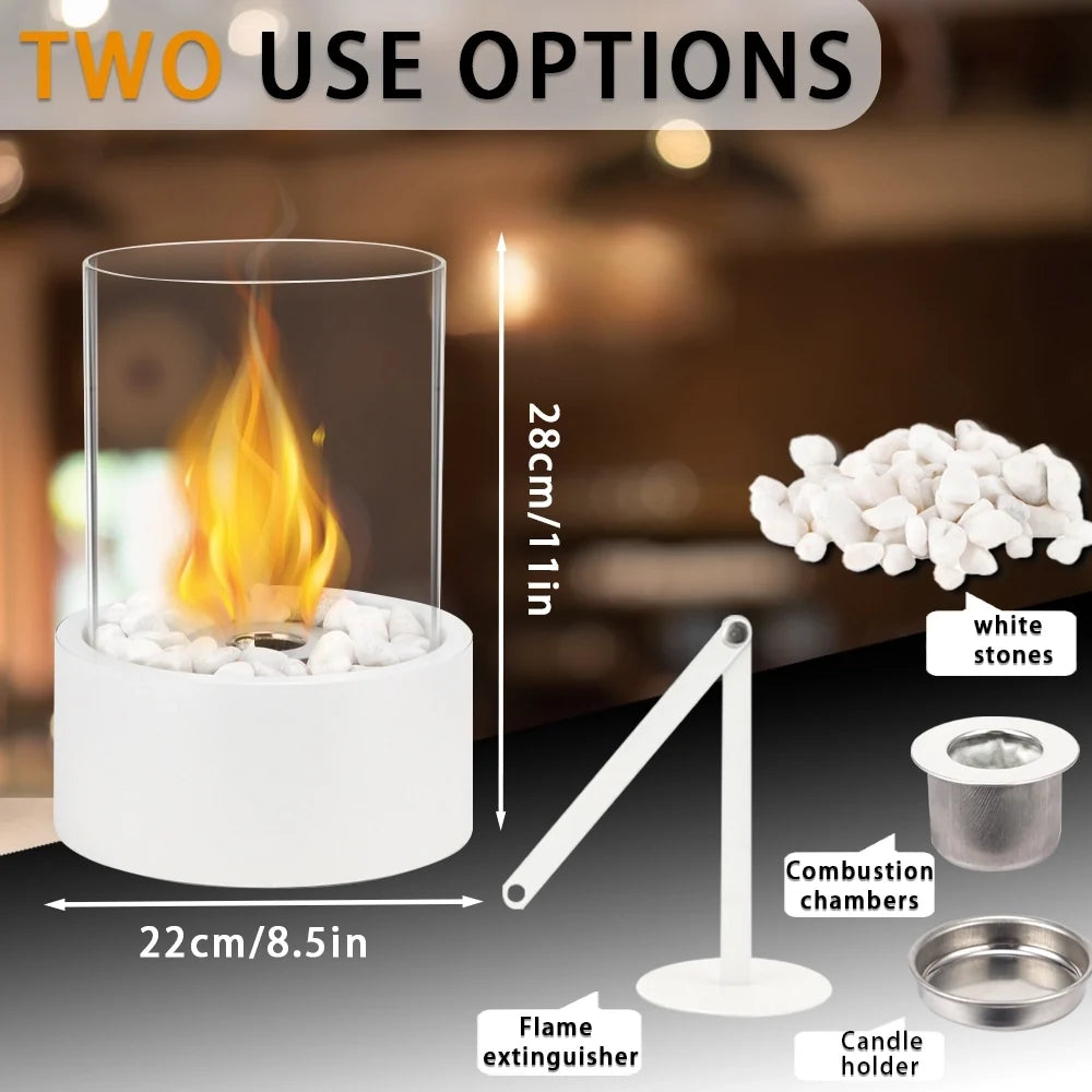 Extra Large Portable Tabletop Fire Bowl 22x28cm – Bio Ethanol Ventless Indoor/Outdoor
