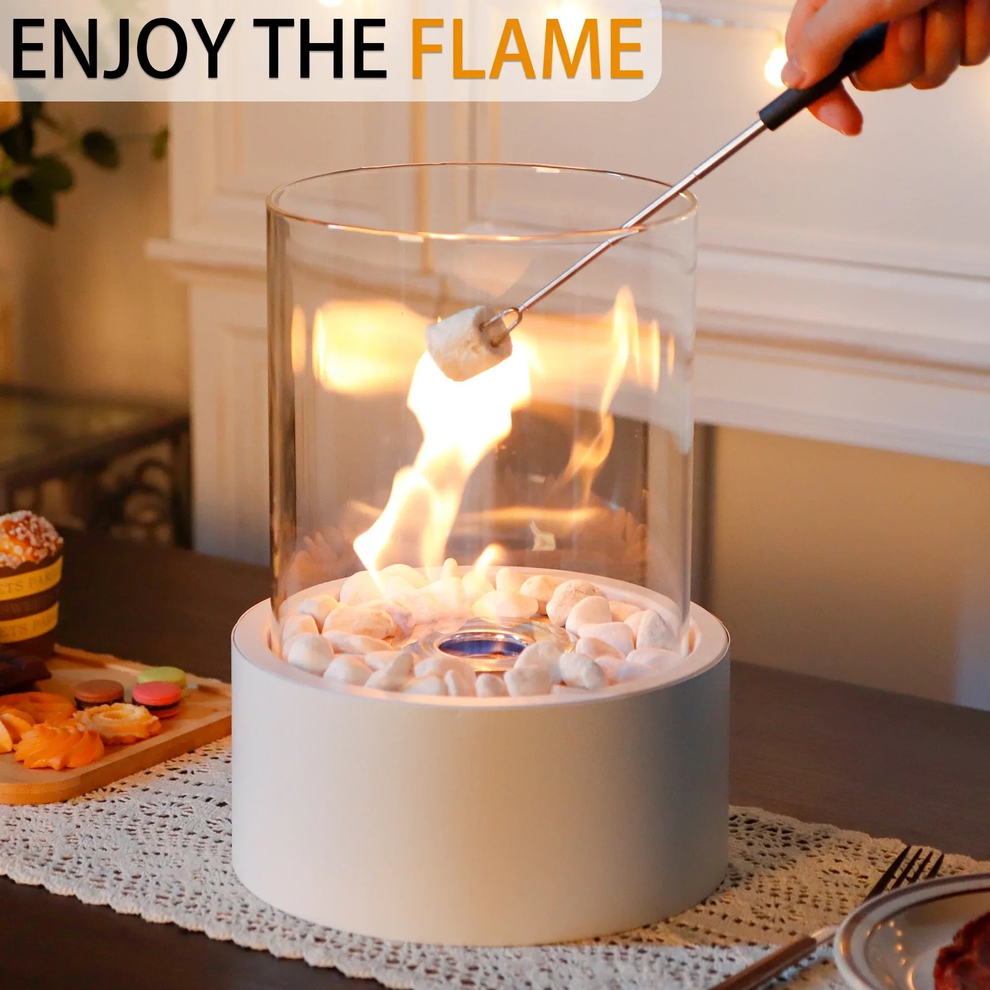 Extra Large Portable Tabletop Fire Bowl 22x28cm – Bio Ethanol Ventless Indoor/Outdoor