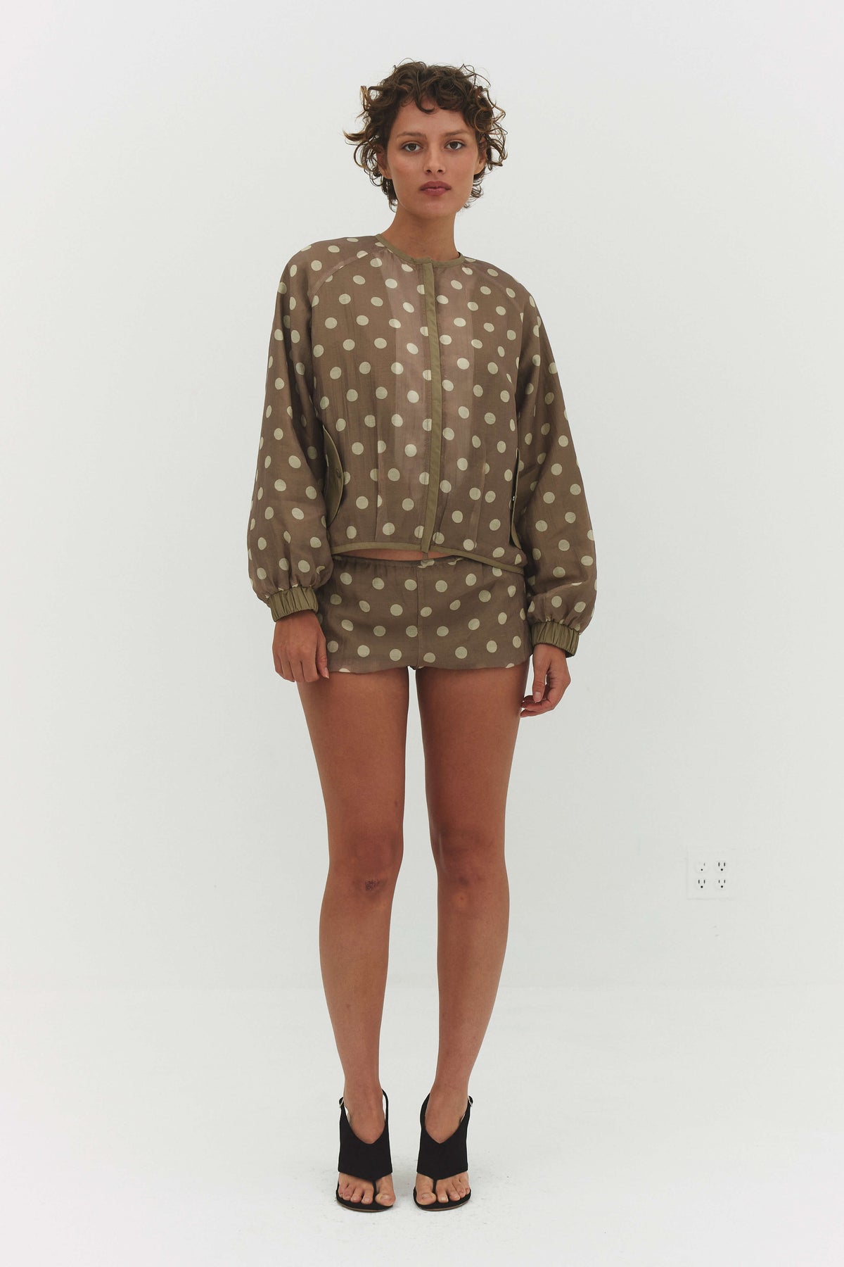 FABIO VOILE JACKET IN CREAM AND MOCHA