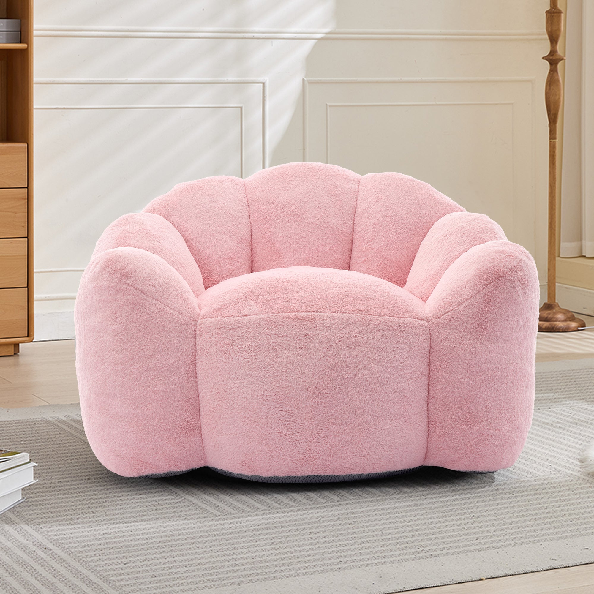 Faux Fur Bean Bag Lounge Chair with Armrests – Pink