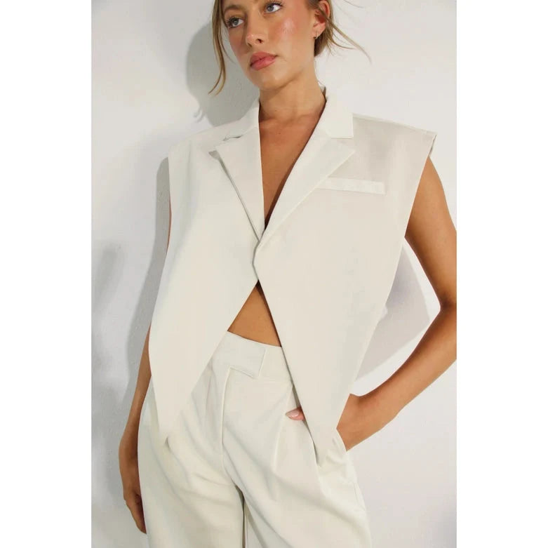 Faux Leather Vest CREAM