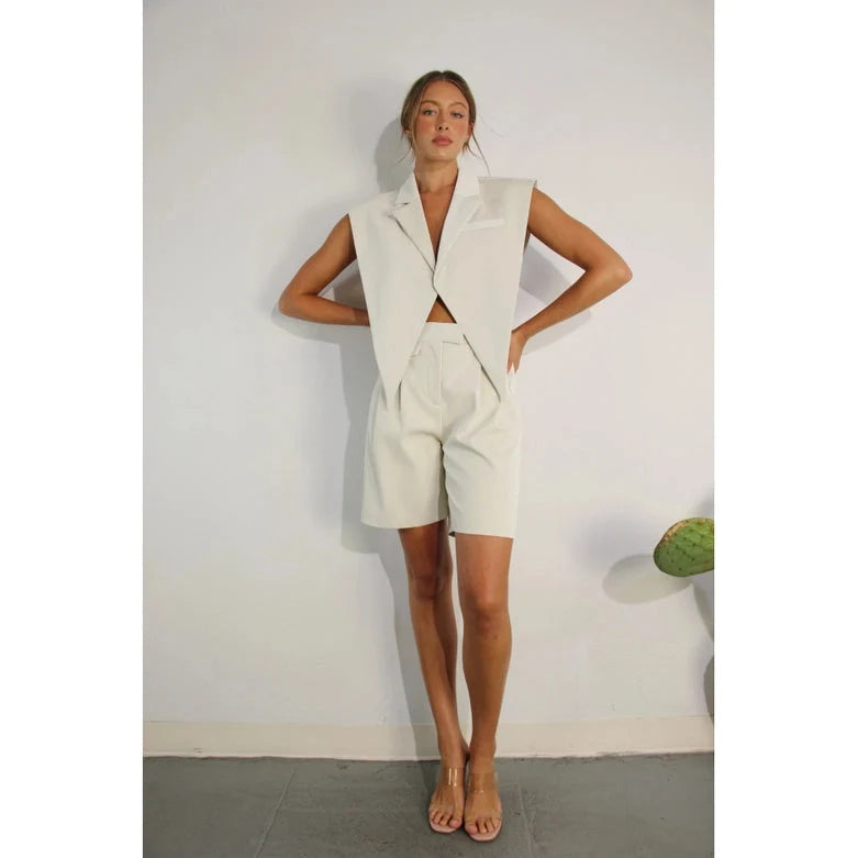 Faux Leather Vest CREAM
