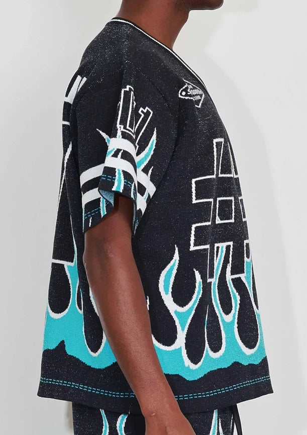 Flame Varsity Jacquard Knit Tee