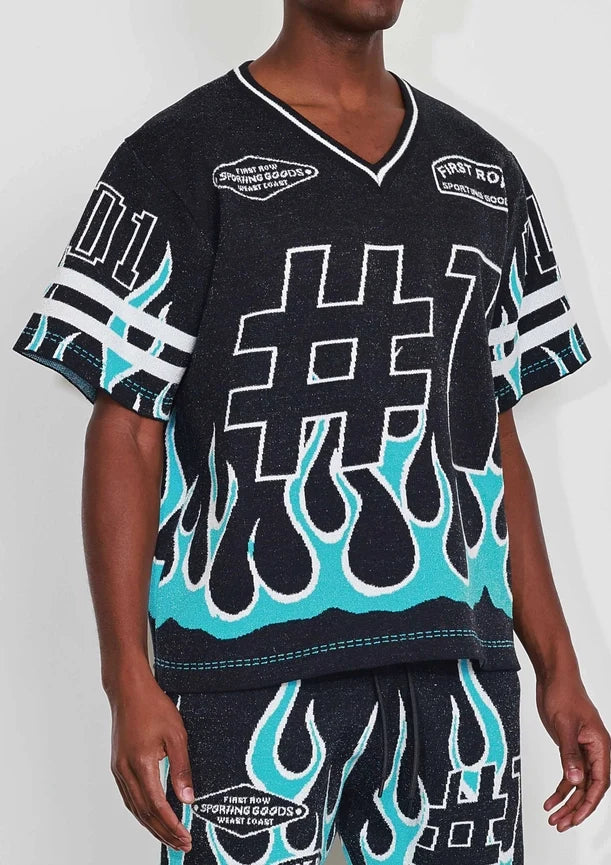 Flame Varsity Jacquard Knit Tee