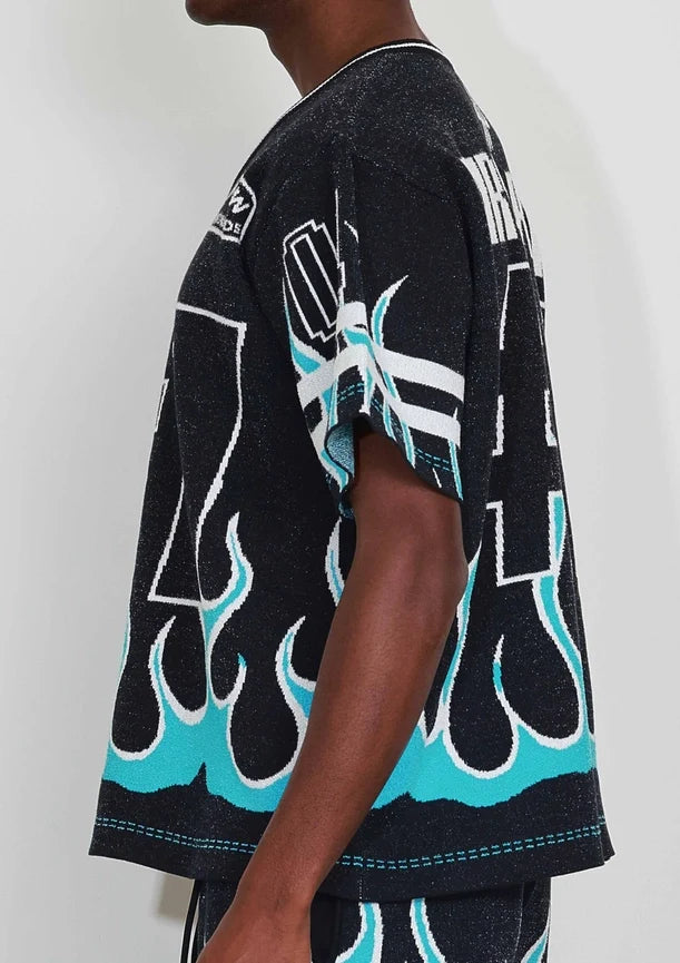 Flame Varsity Jacquard Knit Tee