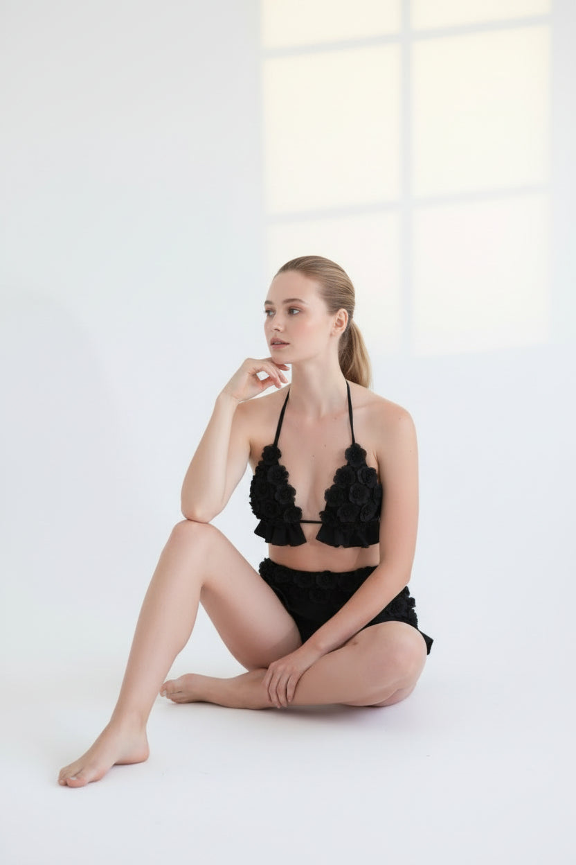 Flora High Waist Bikini Black BM061-818