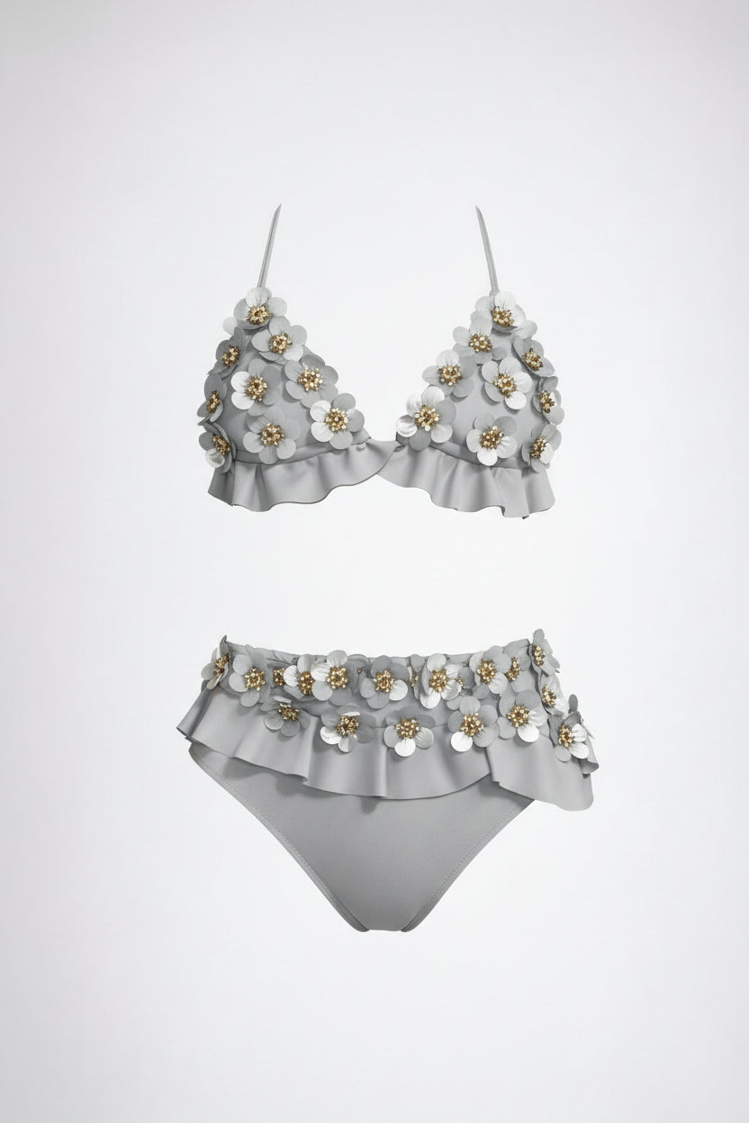 Flora High Waist Bikini Silver BM061-818