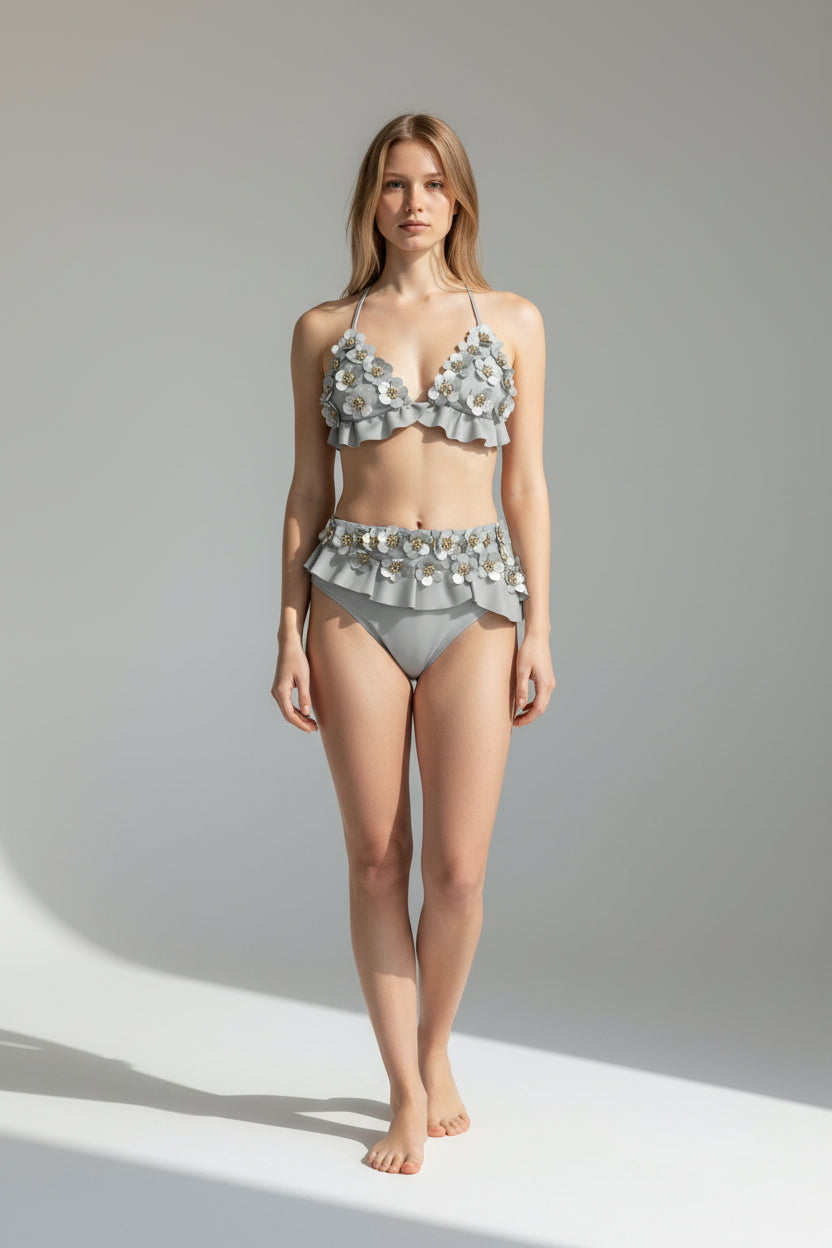 Flora High Waist Bikini Silver BM061-818