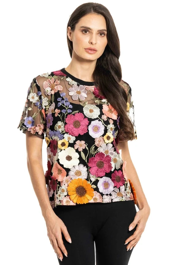 Floral Embroidered Lace Top