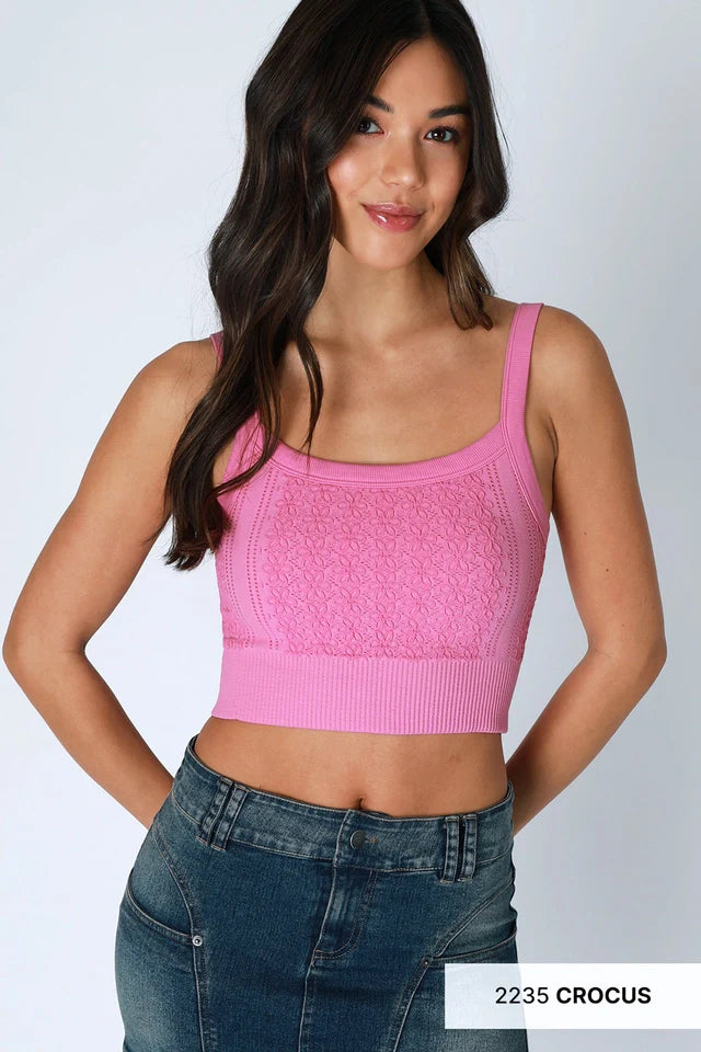Floral Lace Ribbed Crop Top