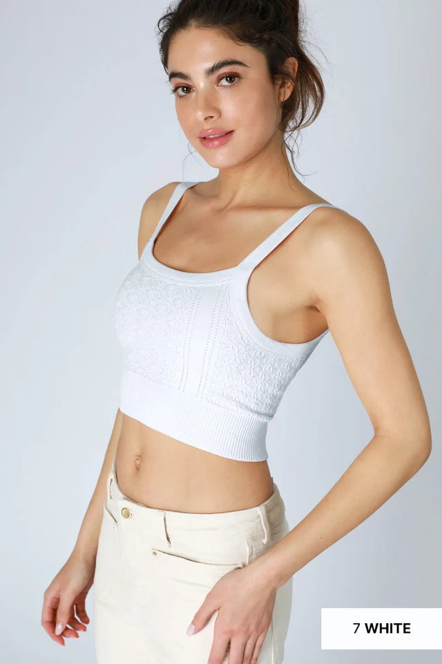 Floral Lace Ribbed Crop Top
