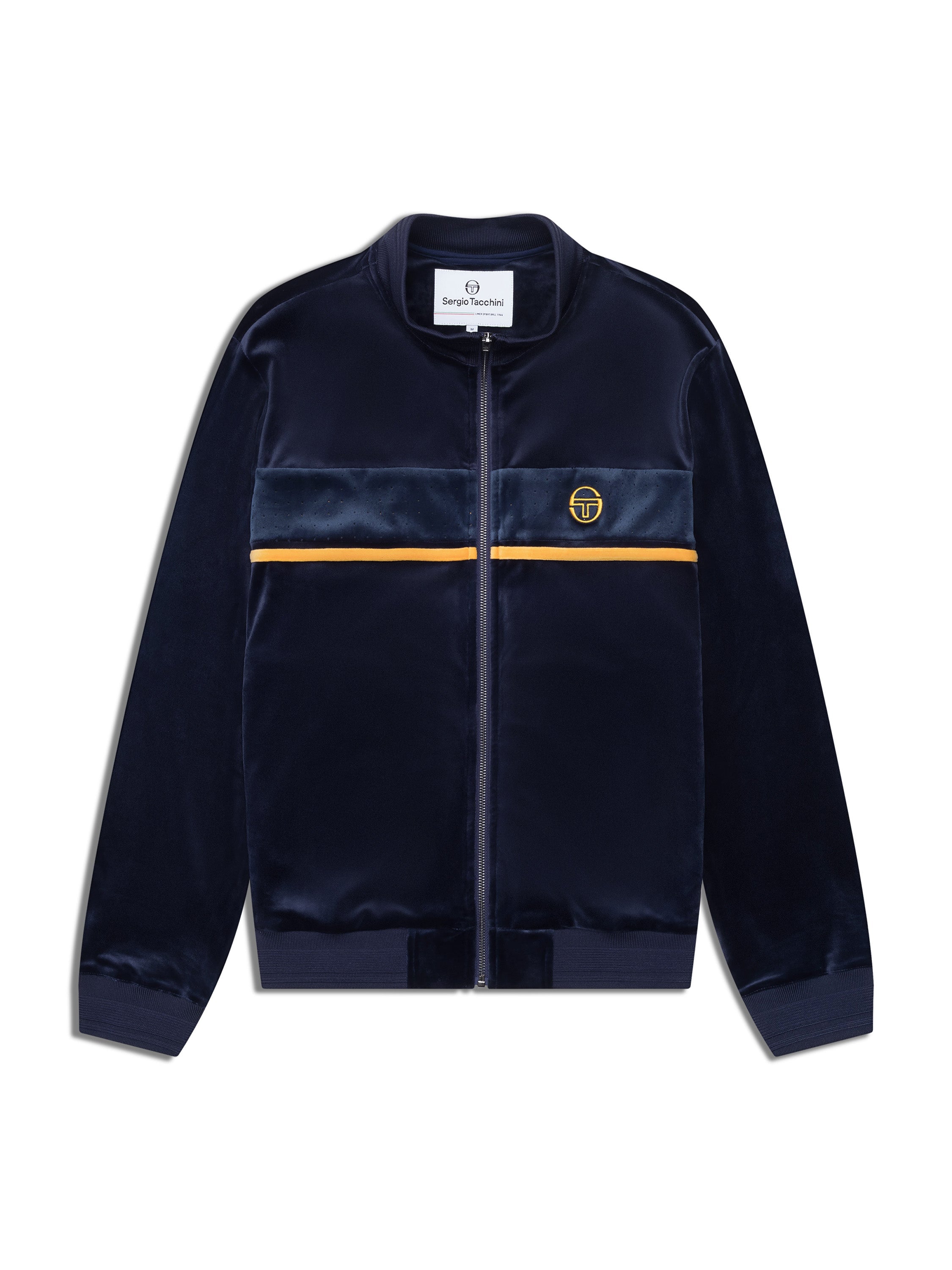 Forato Velour Track Jacket-Maritime Blue