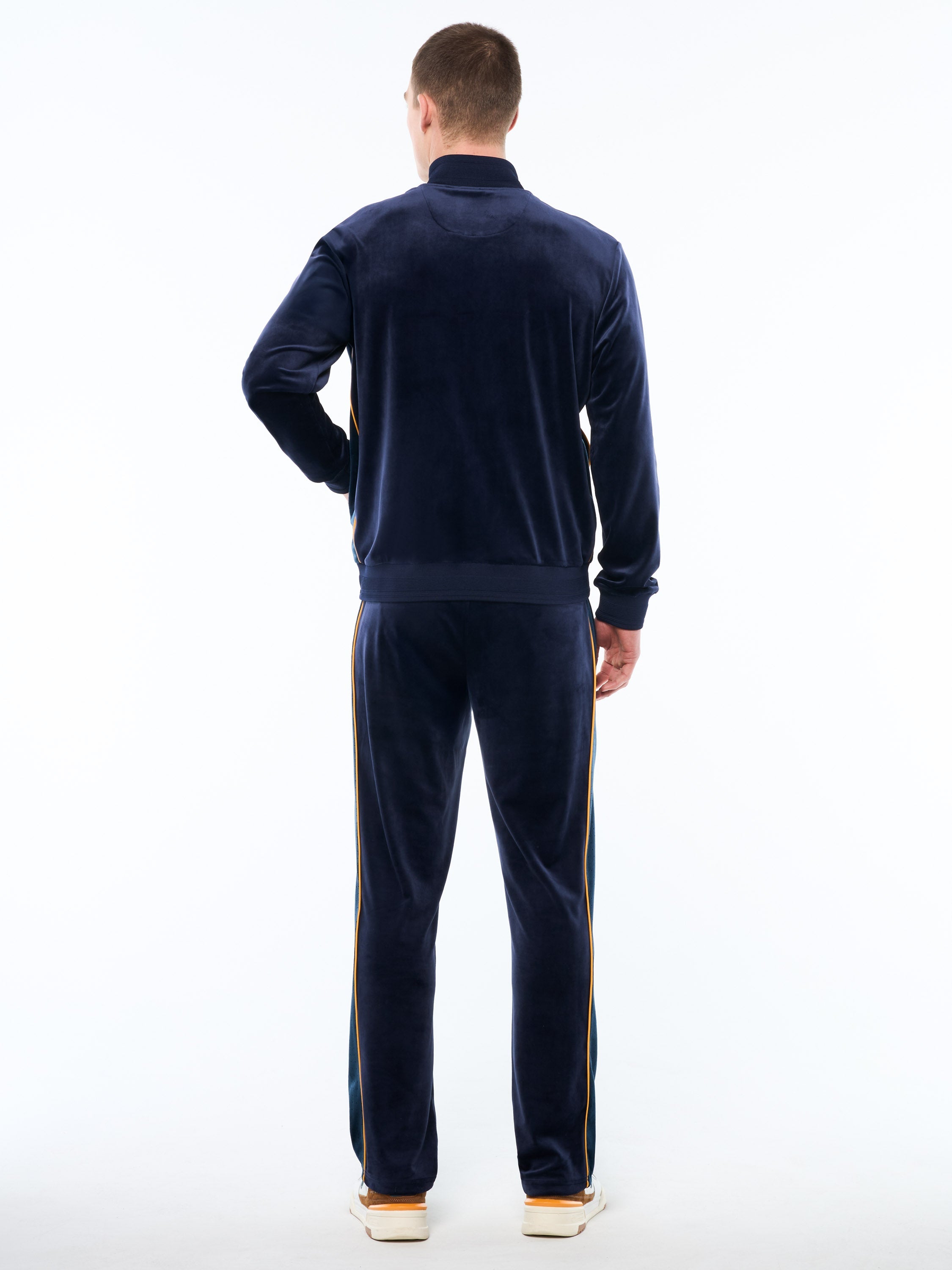 Forato Velour Track Jacket-Maritime Blue