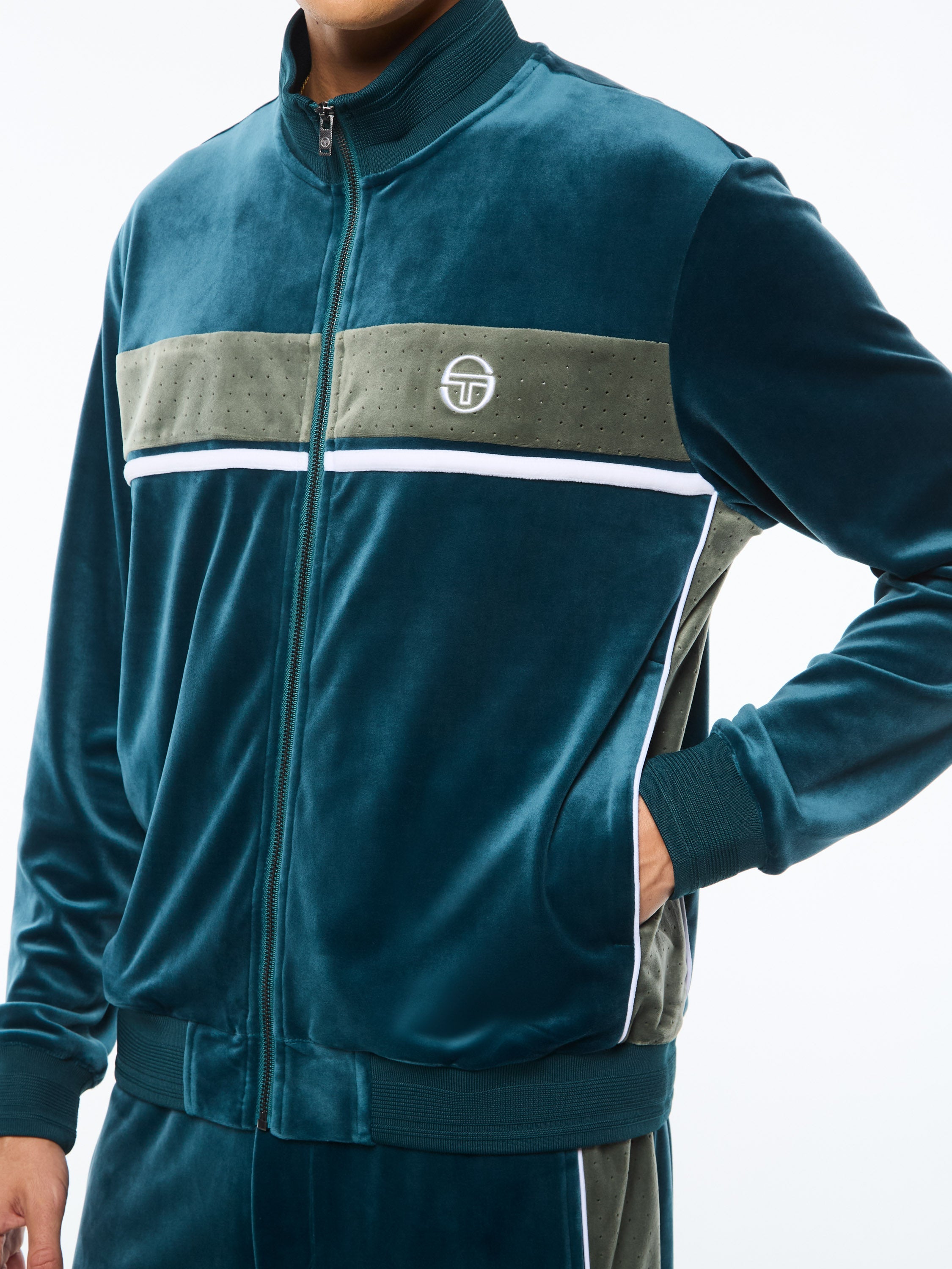 Forato Velour Track Jacket-Mediterranea