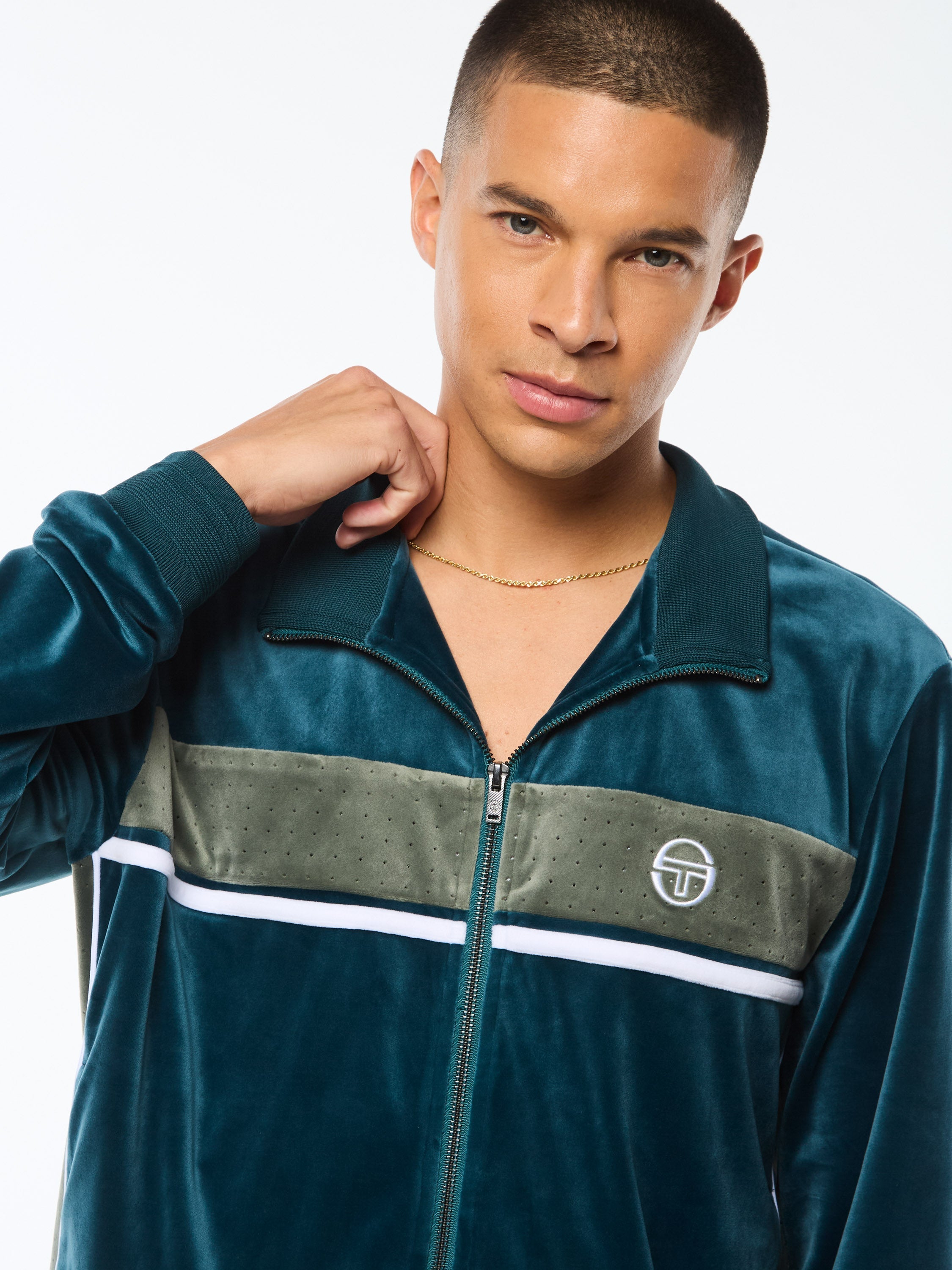 Forato Velour Track Jacket-Mediterranea