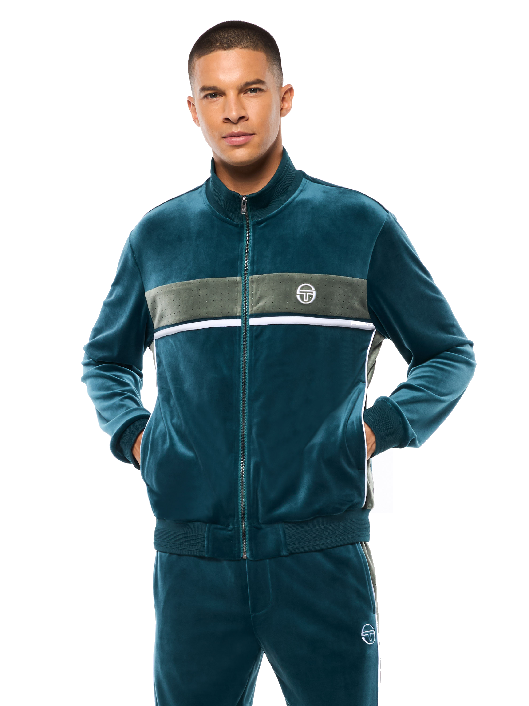 Forato Velour Track Jacket-Mediterranea