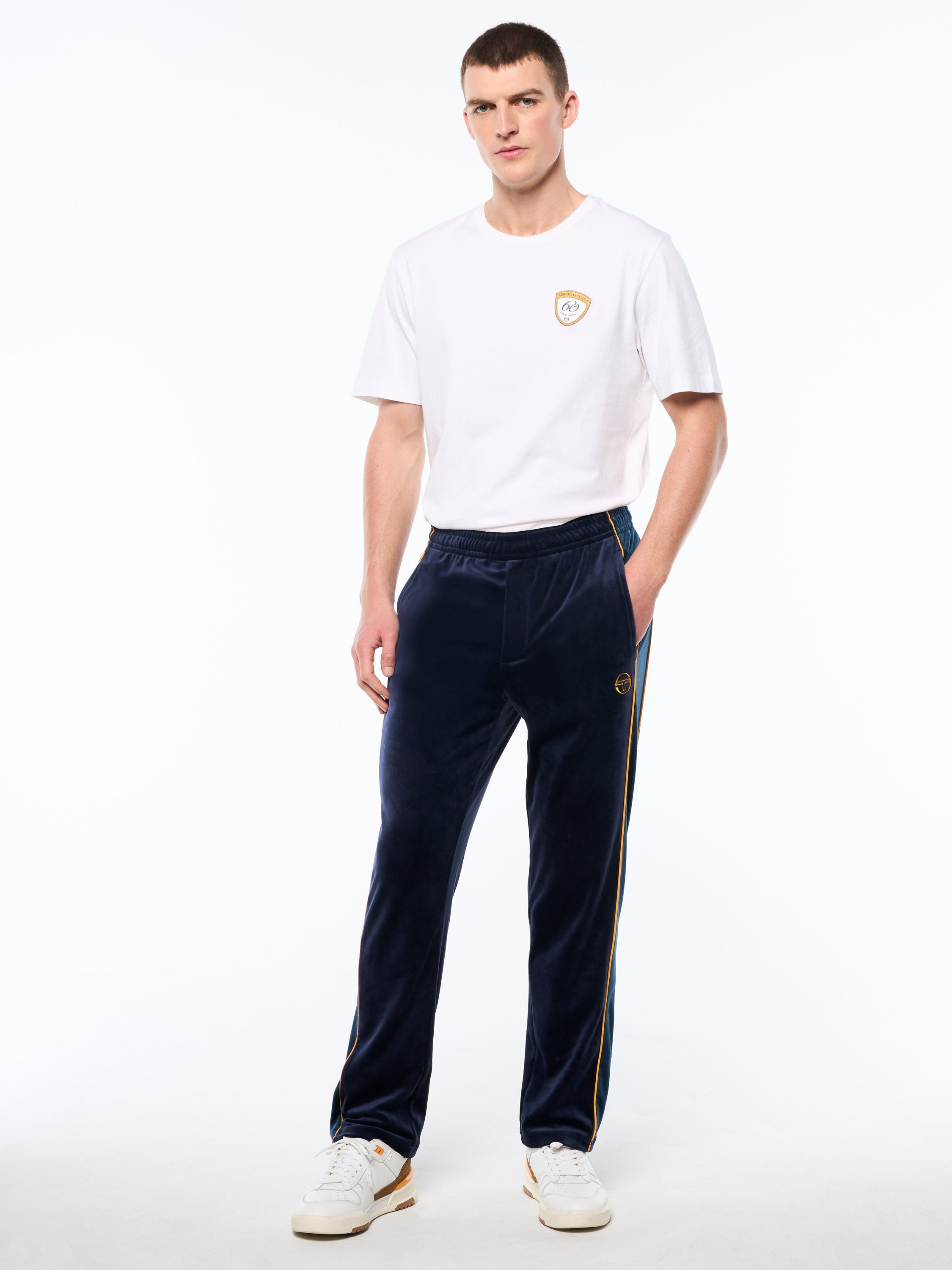 Forato Velour Track Pant-Maritime Blue