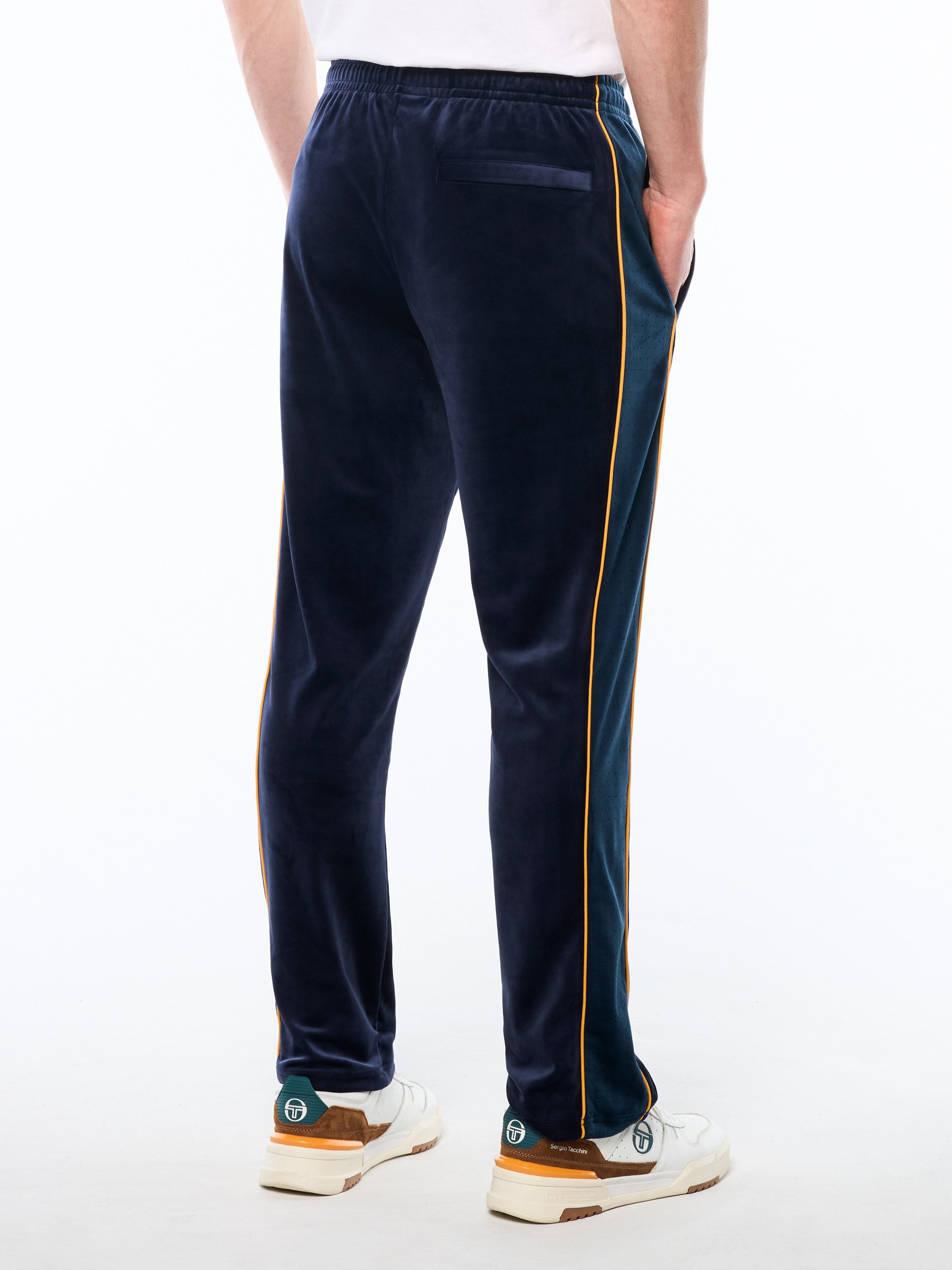 Forato Velour Track Pant-Maritime Blue