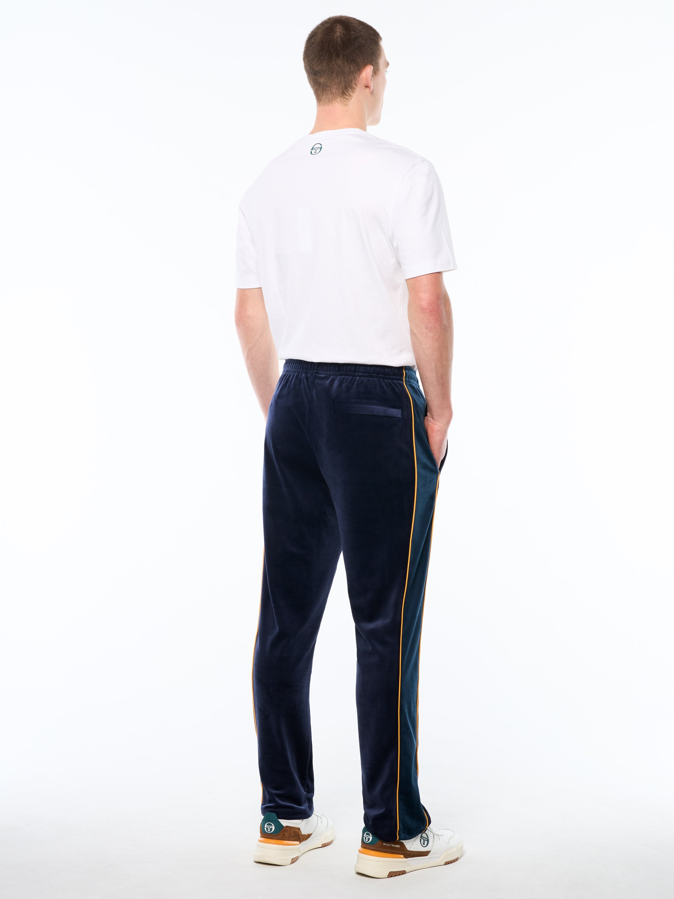 Forato Velour Track Pant-Maritime Blue