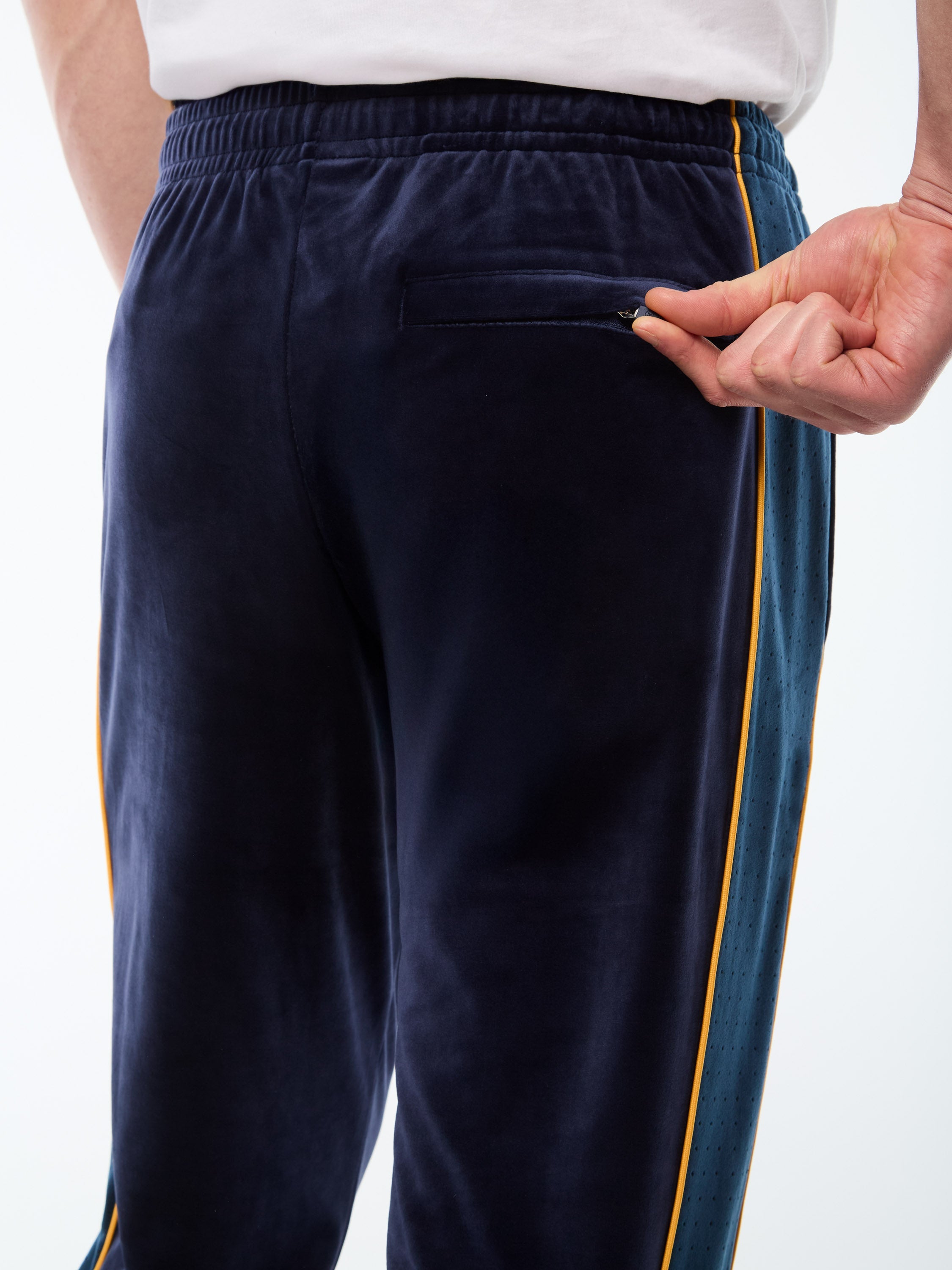 Forato Velour Track Pant-Maritime Blue