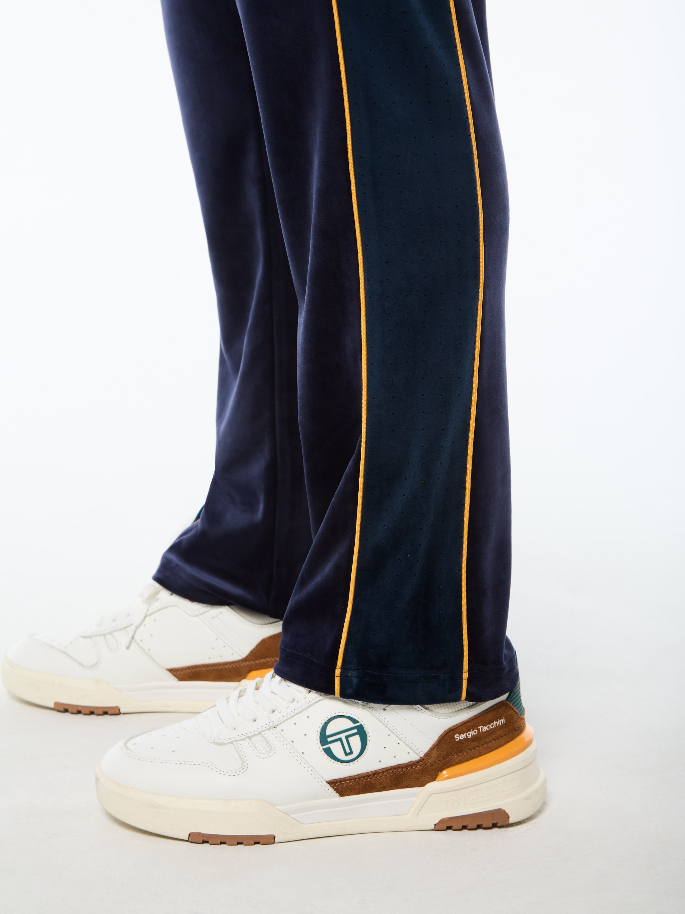 Forato Velour Track Pant-Maritime Blue