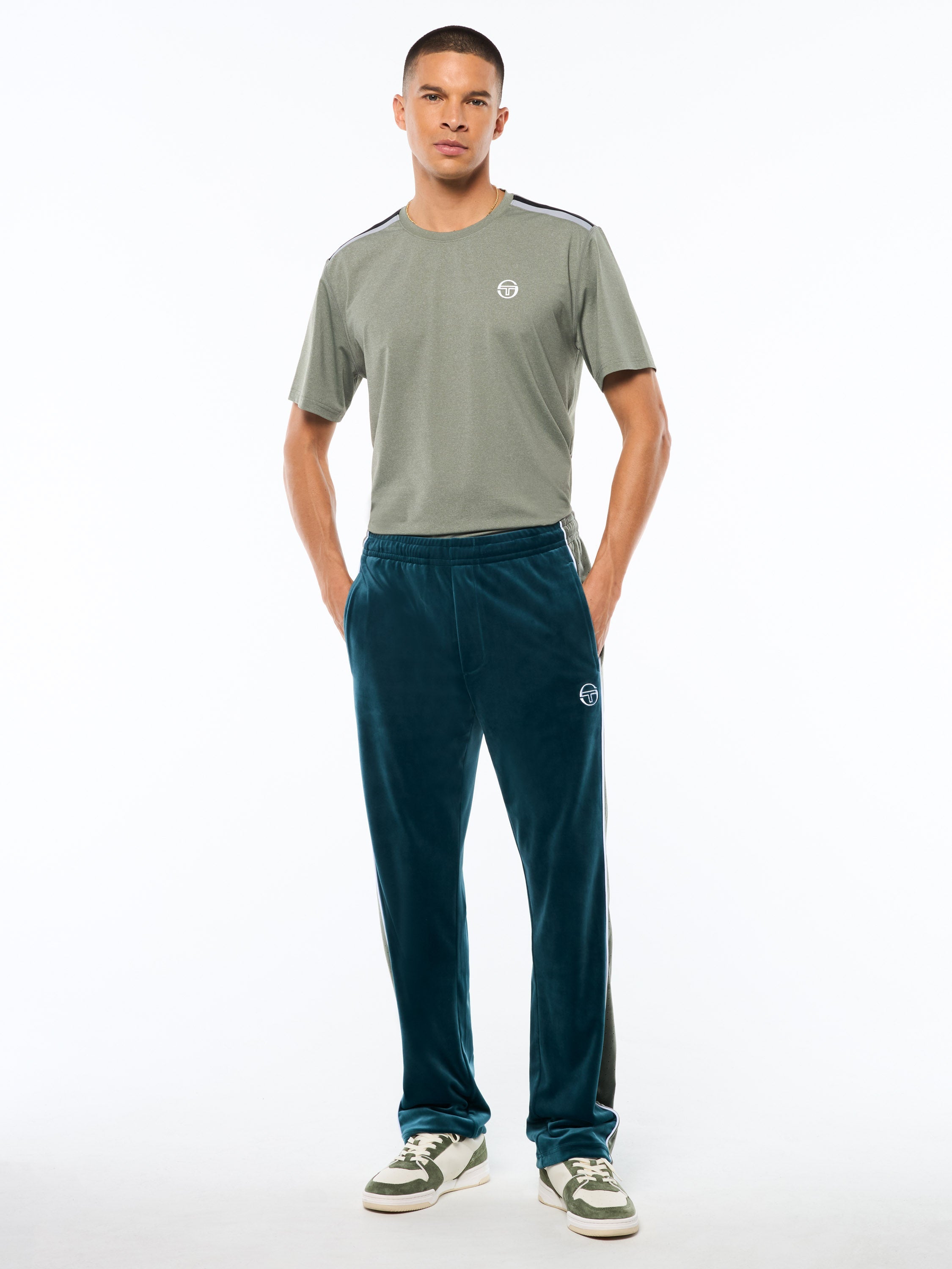 Forato Velour Track Pant-Mediterranea
