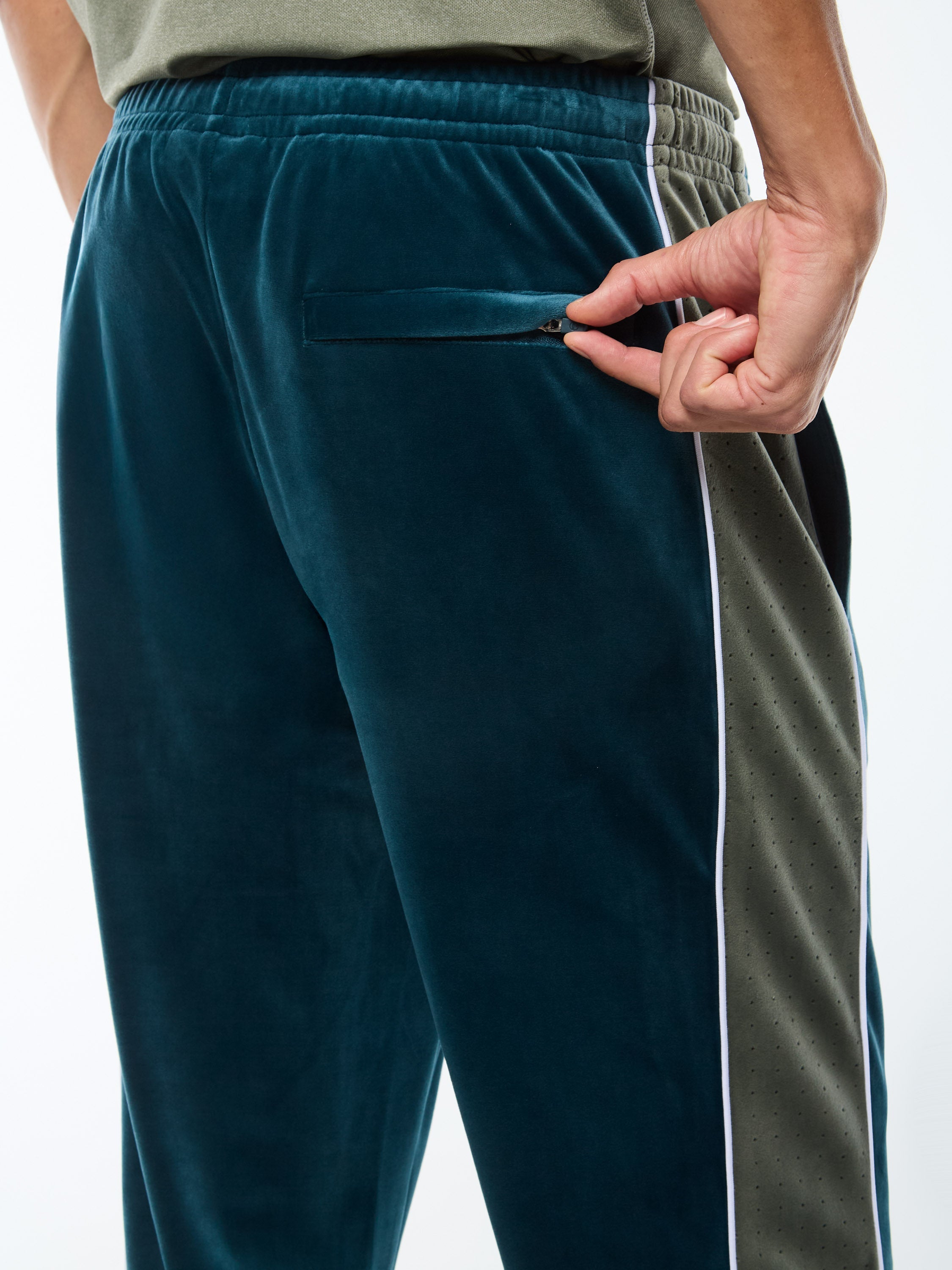 Forato Velour Track Pant-Mediterranea