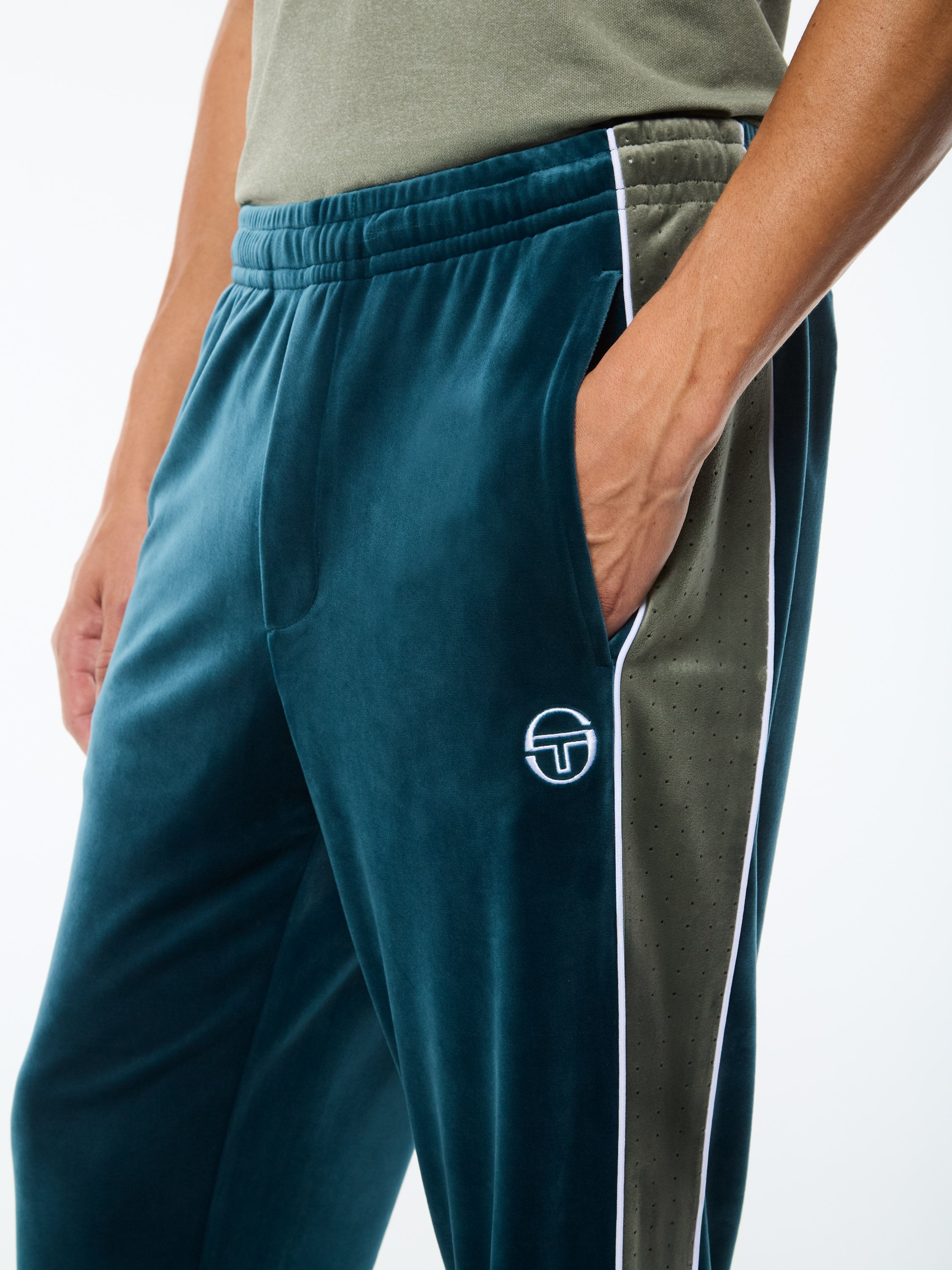 Forato Velour Track Pant-Mediterranea