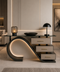 Forma LED Console Table with Sculptural Loop Base & Floating Drawers