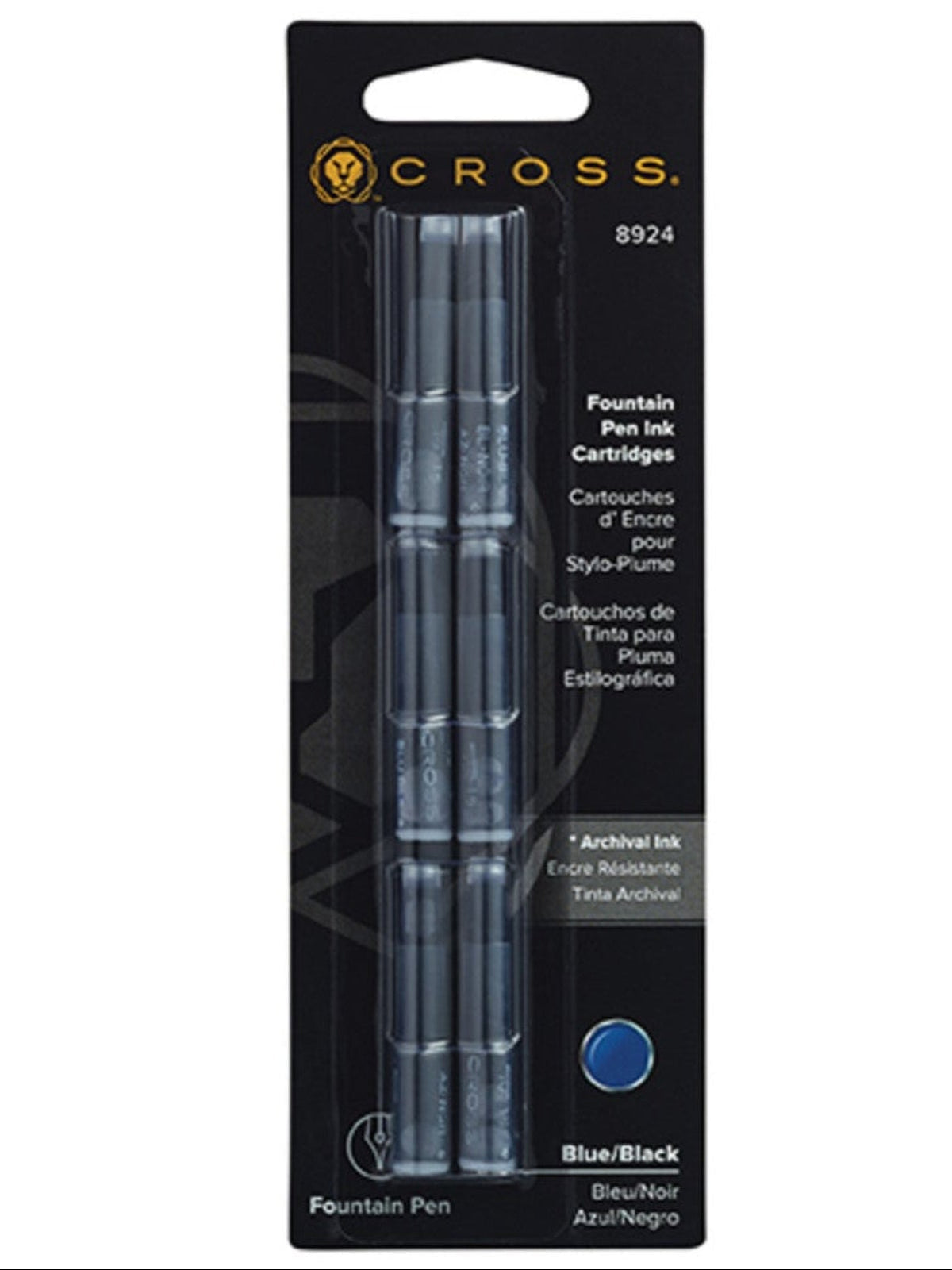 Fountain Pen Ink Cartridge - Blue/Black (6 per card)