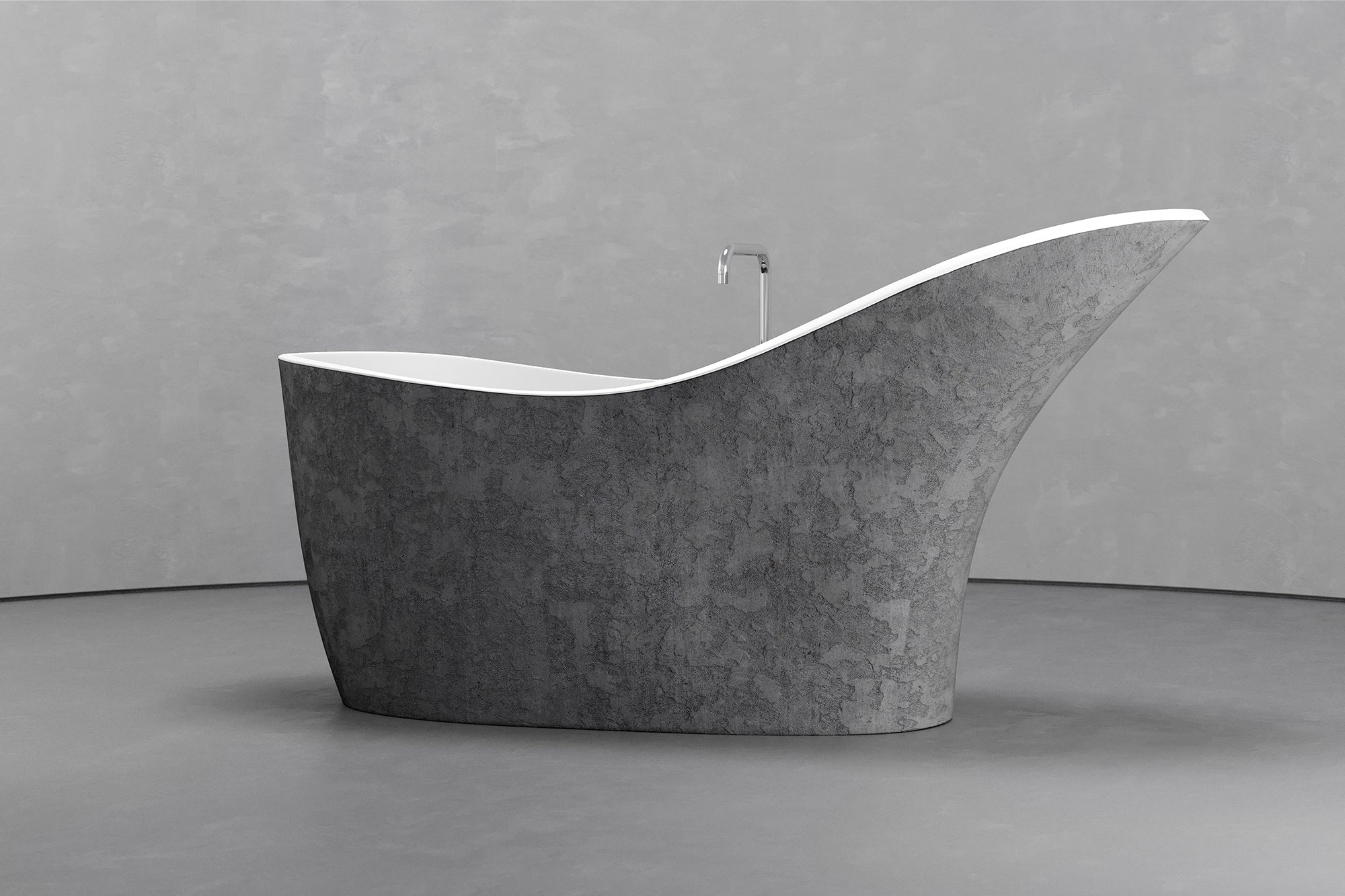Freestanding slipper shape bathtub