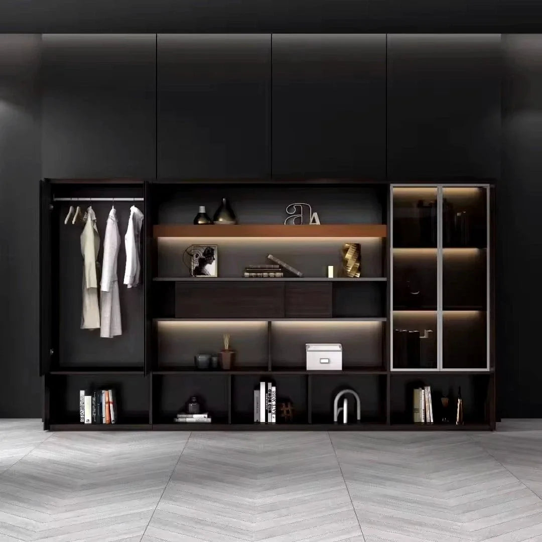 Fulton · Office Shelves w/ Integrated Lighting & Closet Storage