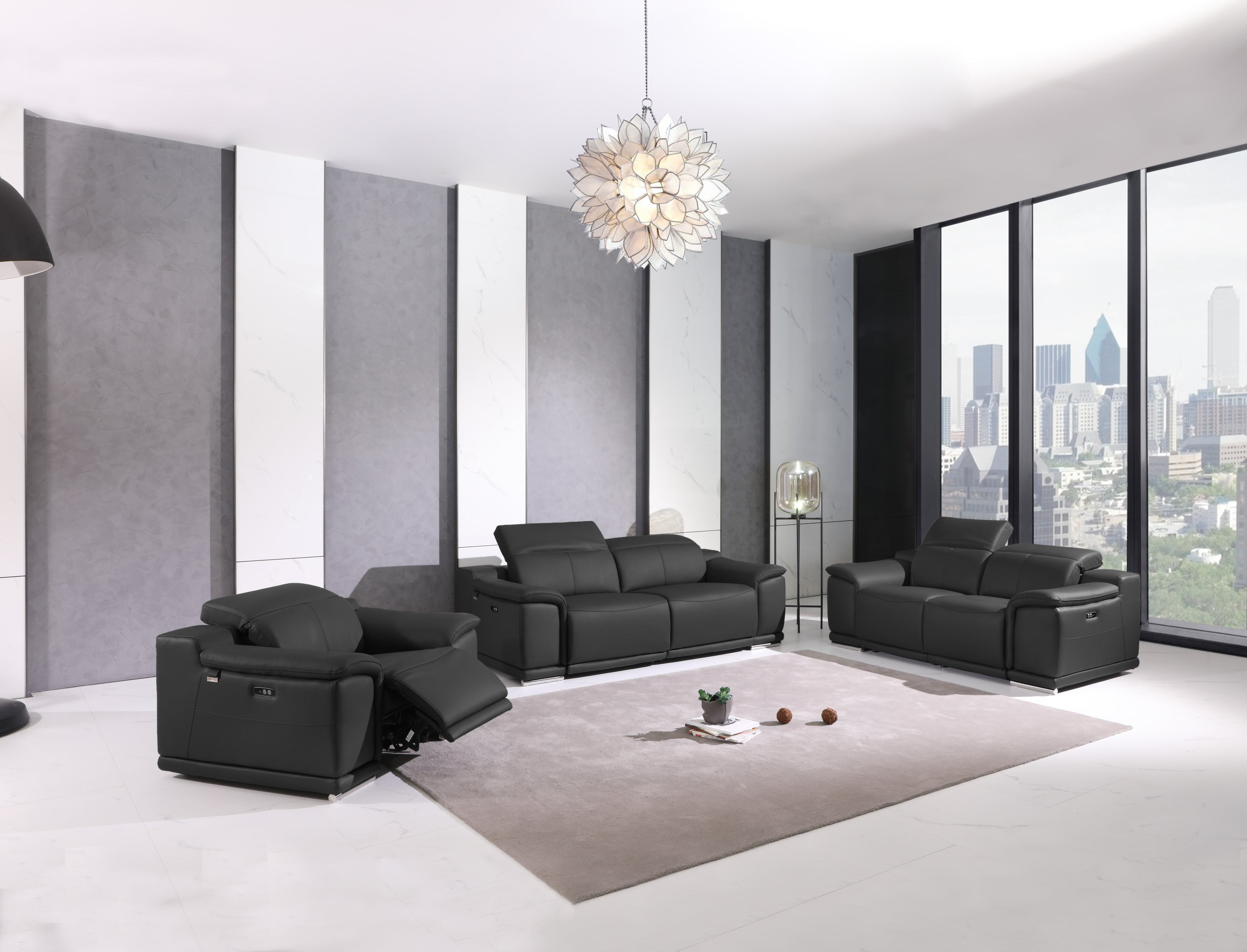 Genuine Italian Leather Power Reclining Sofa