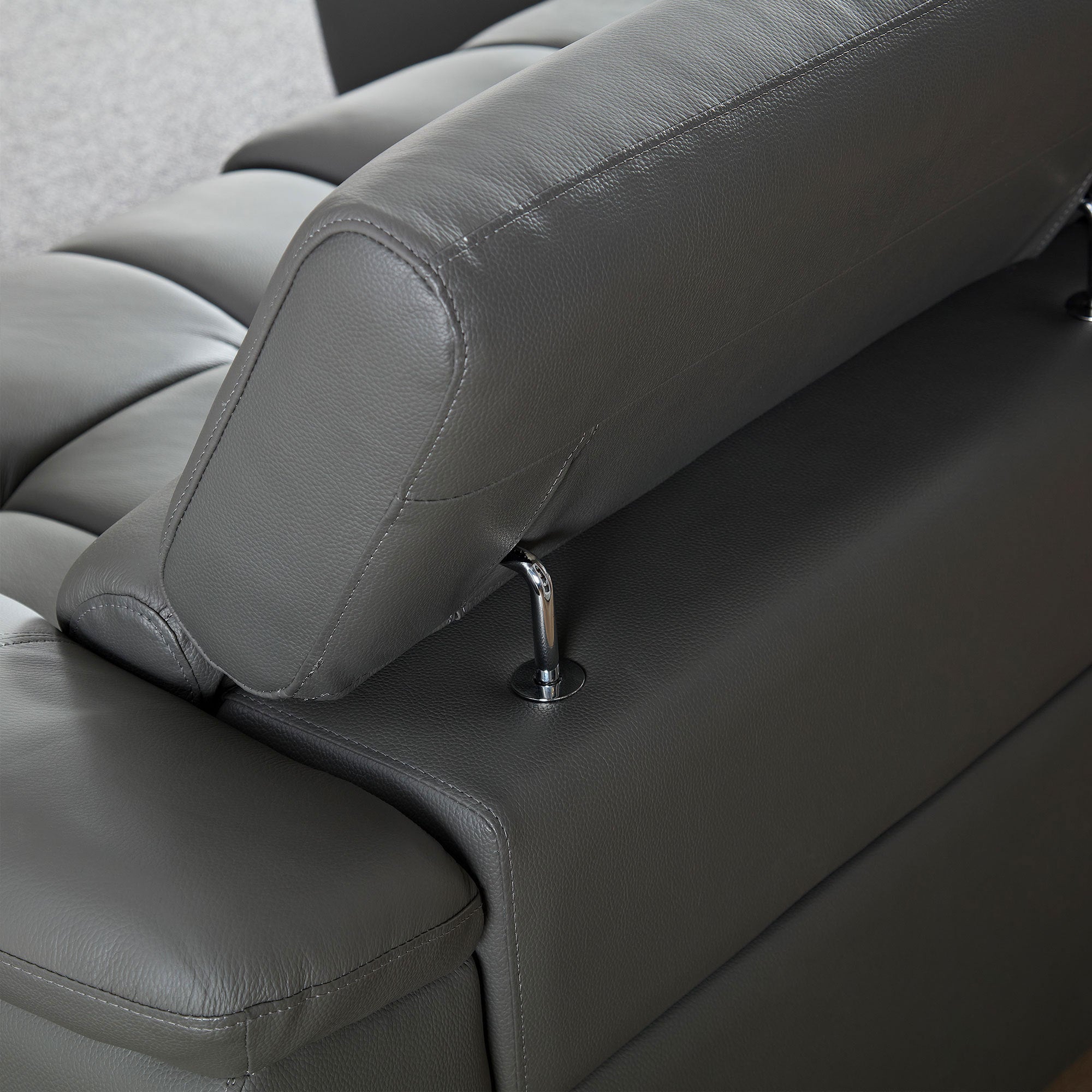 Genuine Leather Reclining Sectional Sofa - Dark Grey