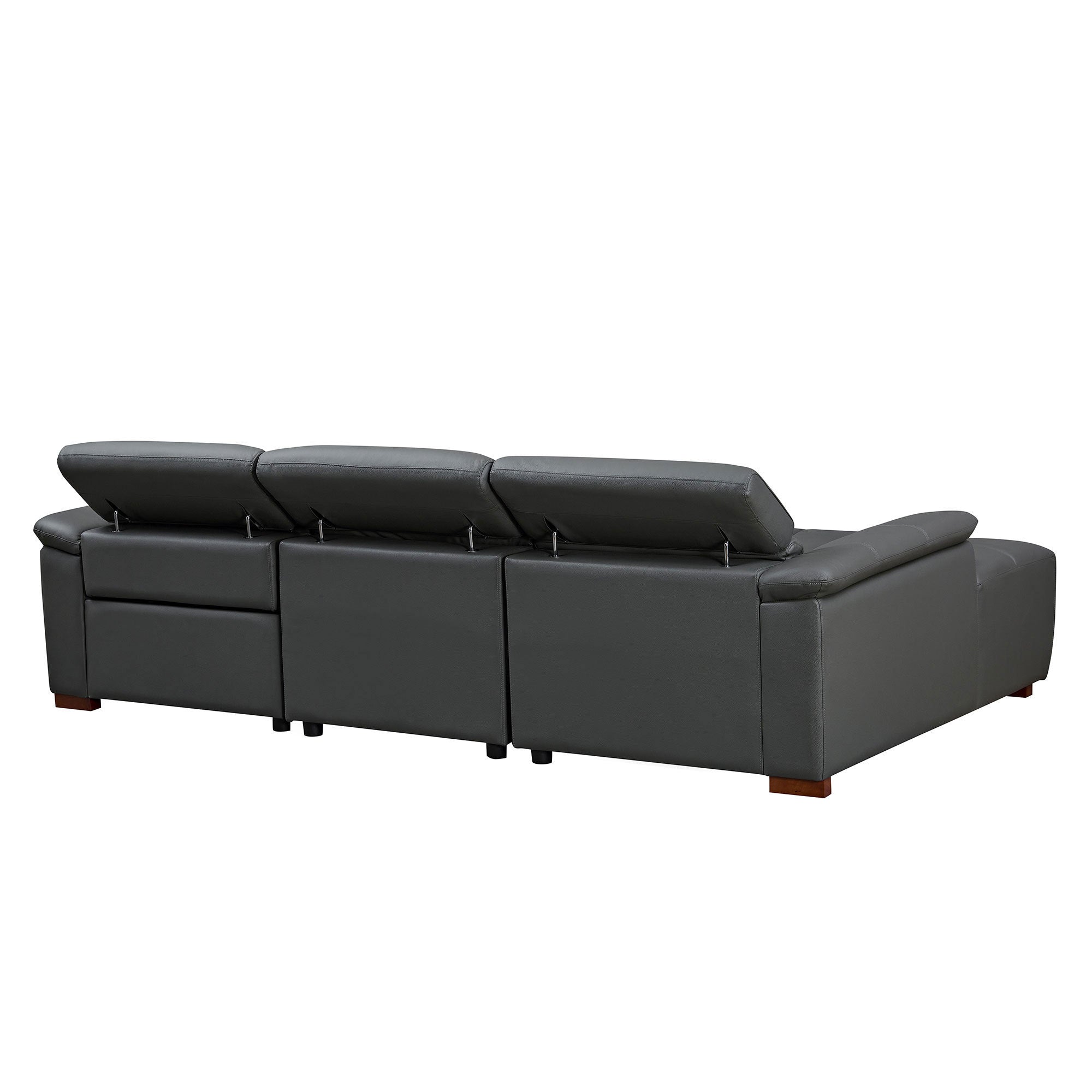 Genuine Leather Reclining Sectional Sofa - Dark Grey
