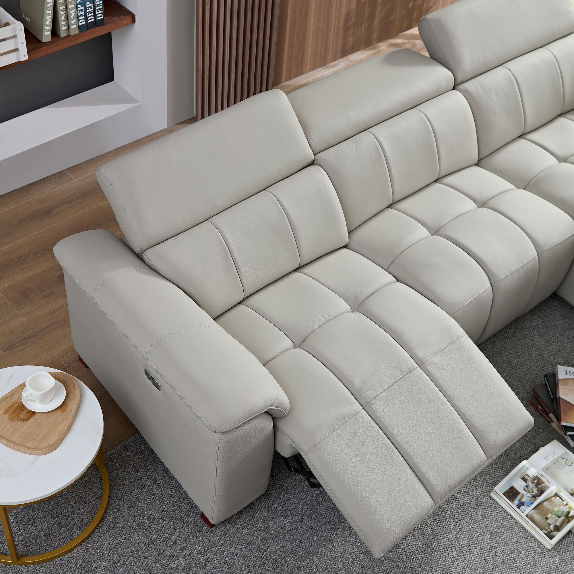 Genuine Leather Reclining Sectional Sofa