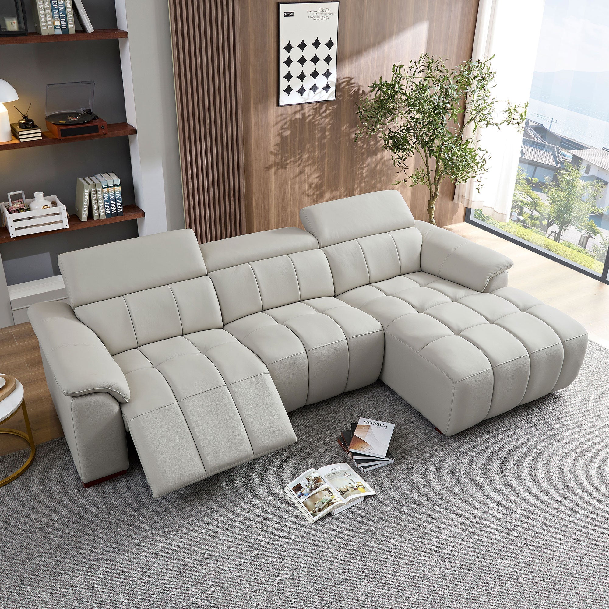 Genuine Leather Reclining Sectional Sofa