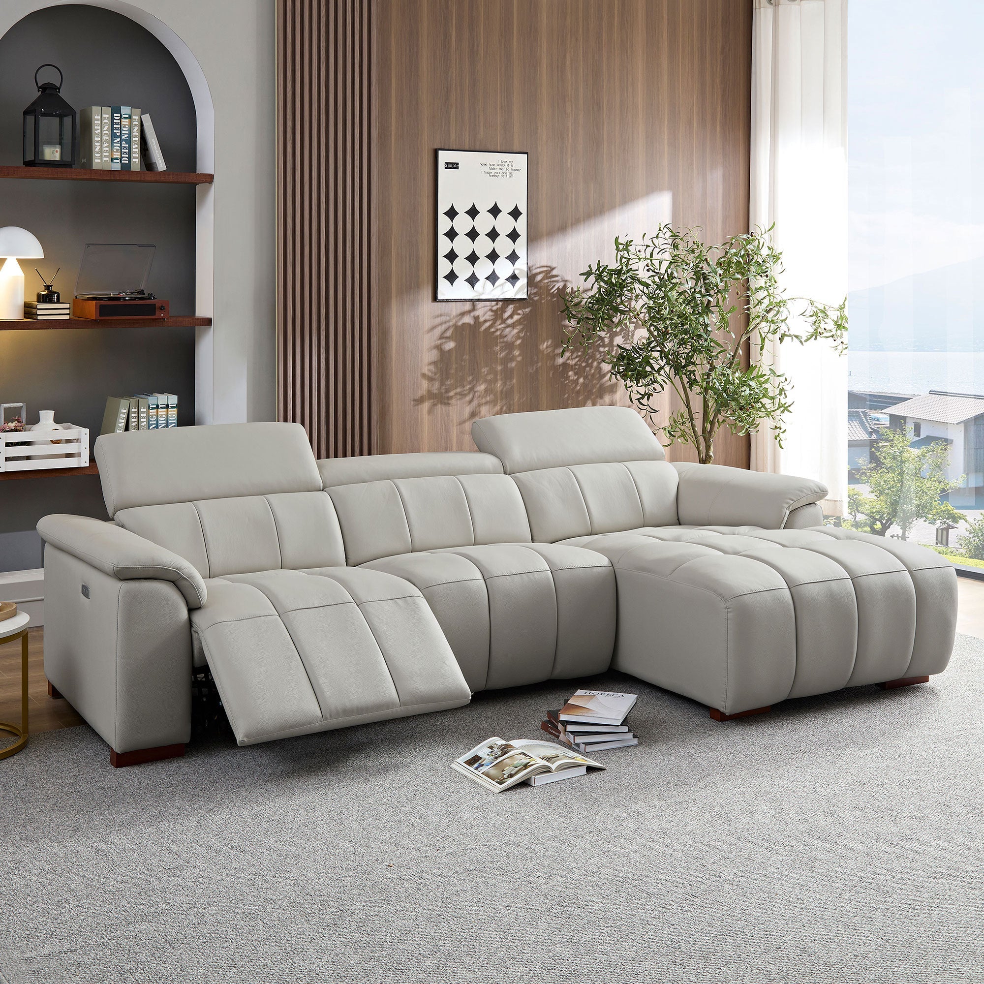 Genuine Leather Reclining Sectional Sofa