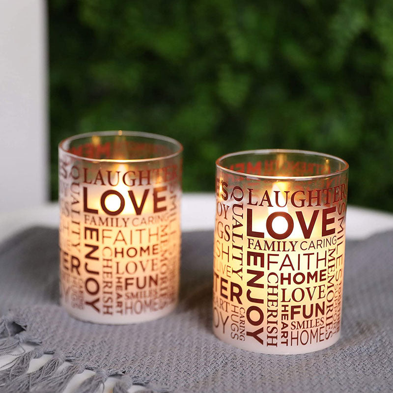 Glass Wax Battery LED Candle ( Set of 2 )