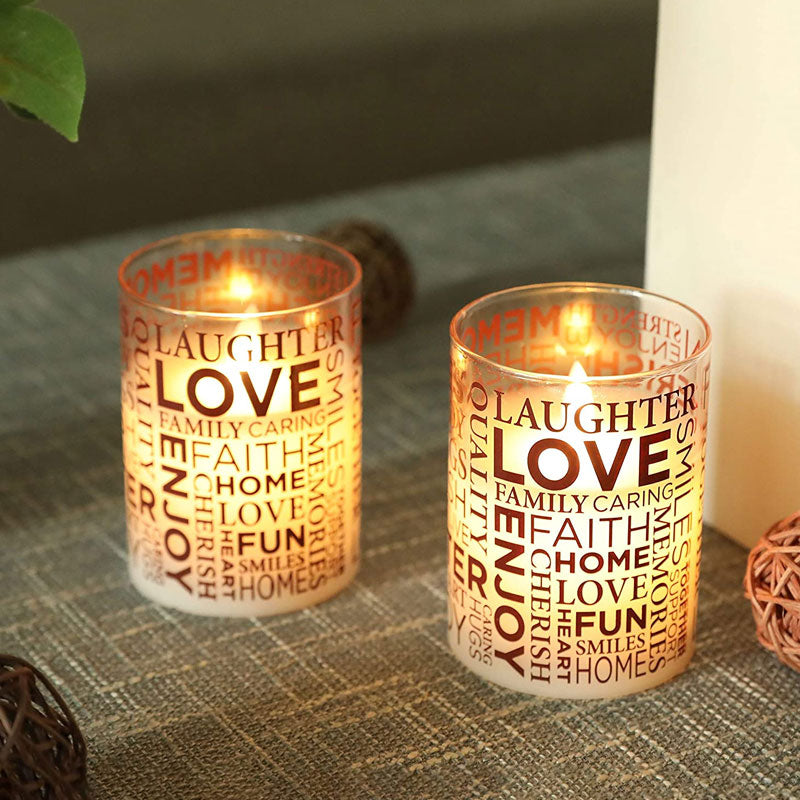 Glass Wax Battery LED Candle ( Set of 2 )
