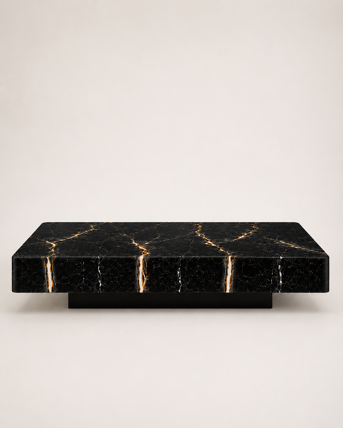 Glossy Black Gold Marble Coffee Table